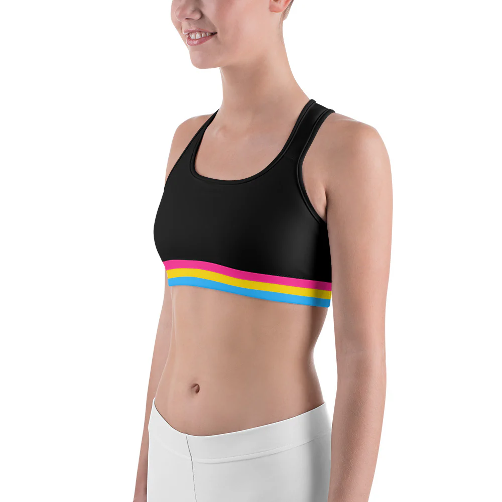 Pansexual Pride Flag Trim Sports bra - Image 5