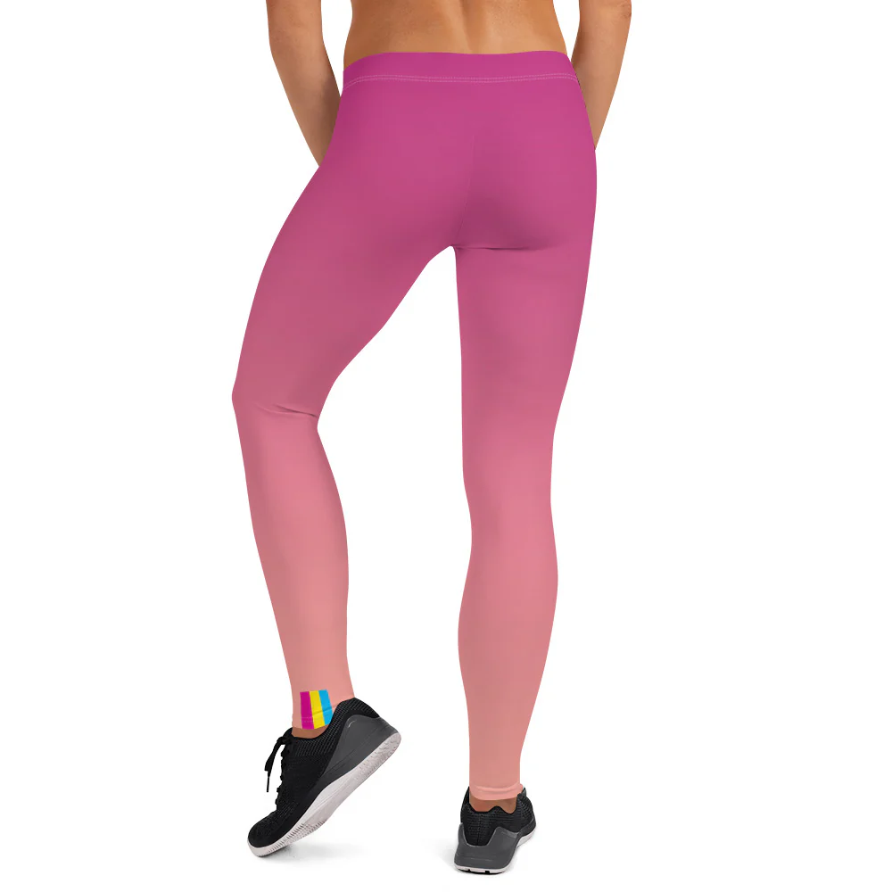 Pansexual Pride Flash Fade to Peach Leggings - Image 2