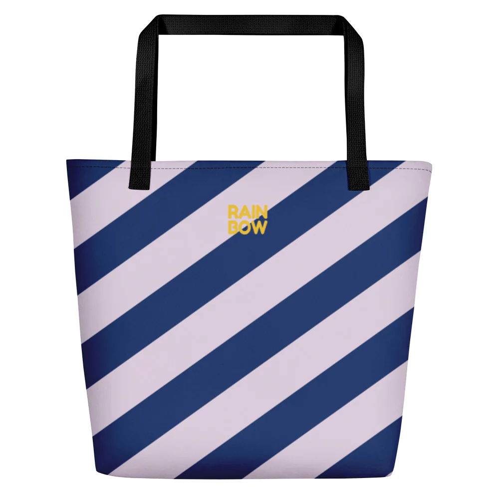 Pink And Blue Stripes Large Tote/Beach Bag