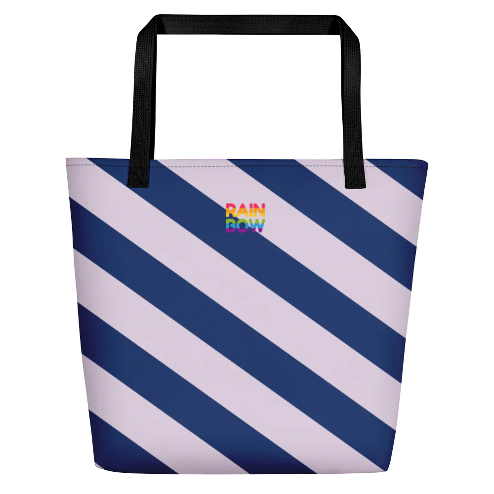 Pink And Blue Stripes Large Tote/Beach Bag - Image 4