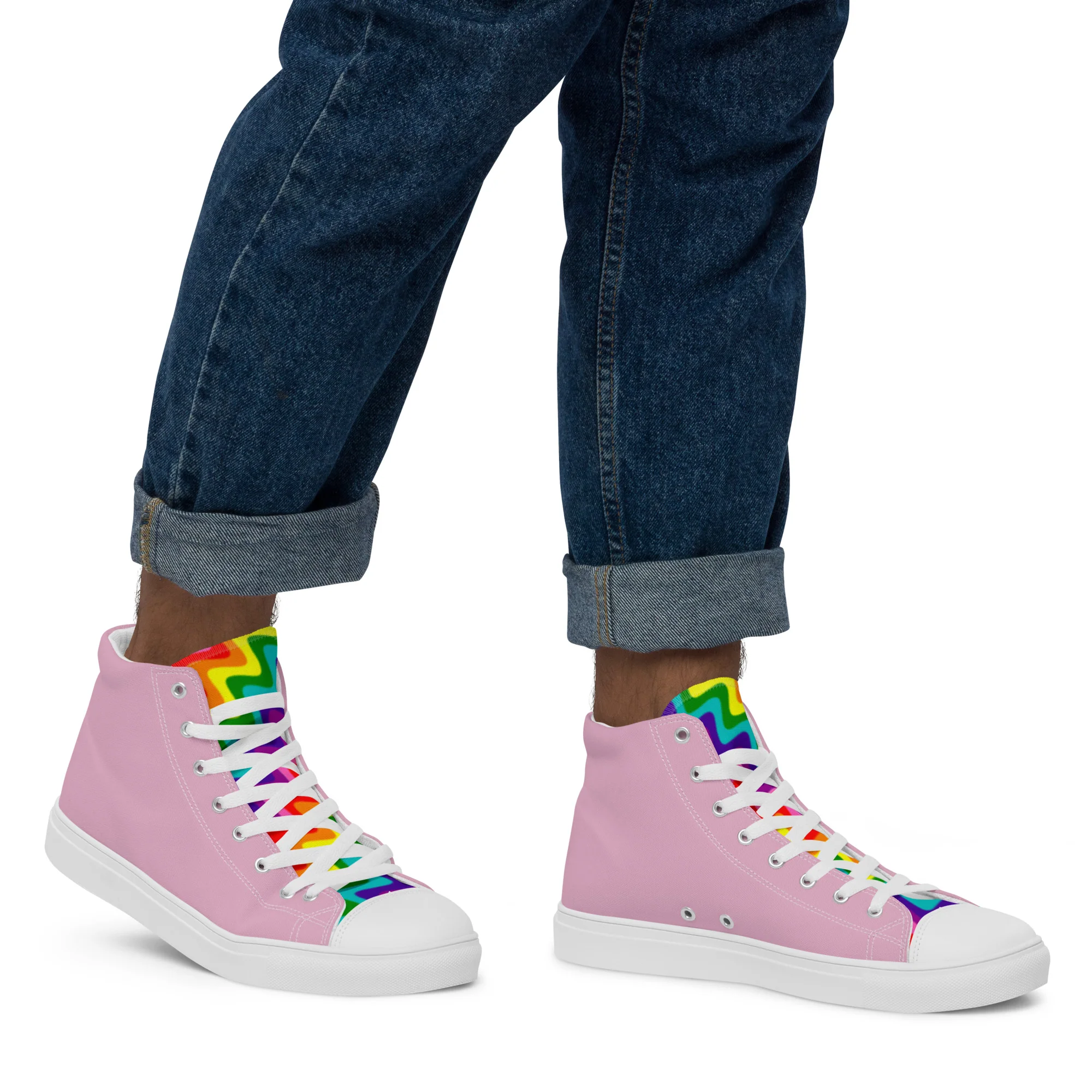 Pink and Original Pride Flag High Top Trainers (male sizes) - Image 3