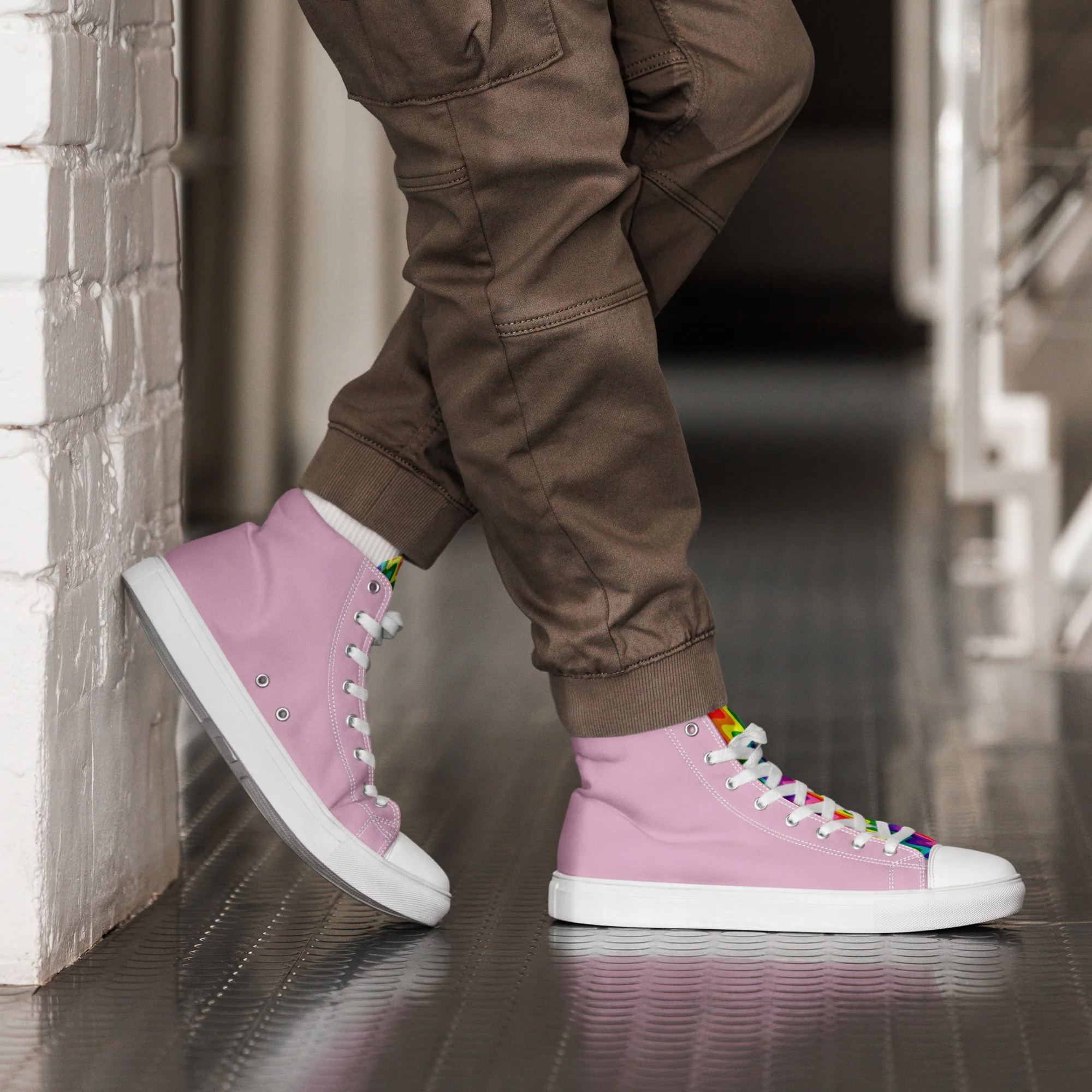Pink and Original Pride Flag High Top Trainers (male sizes) - Image 8