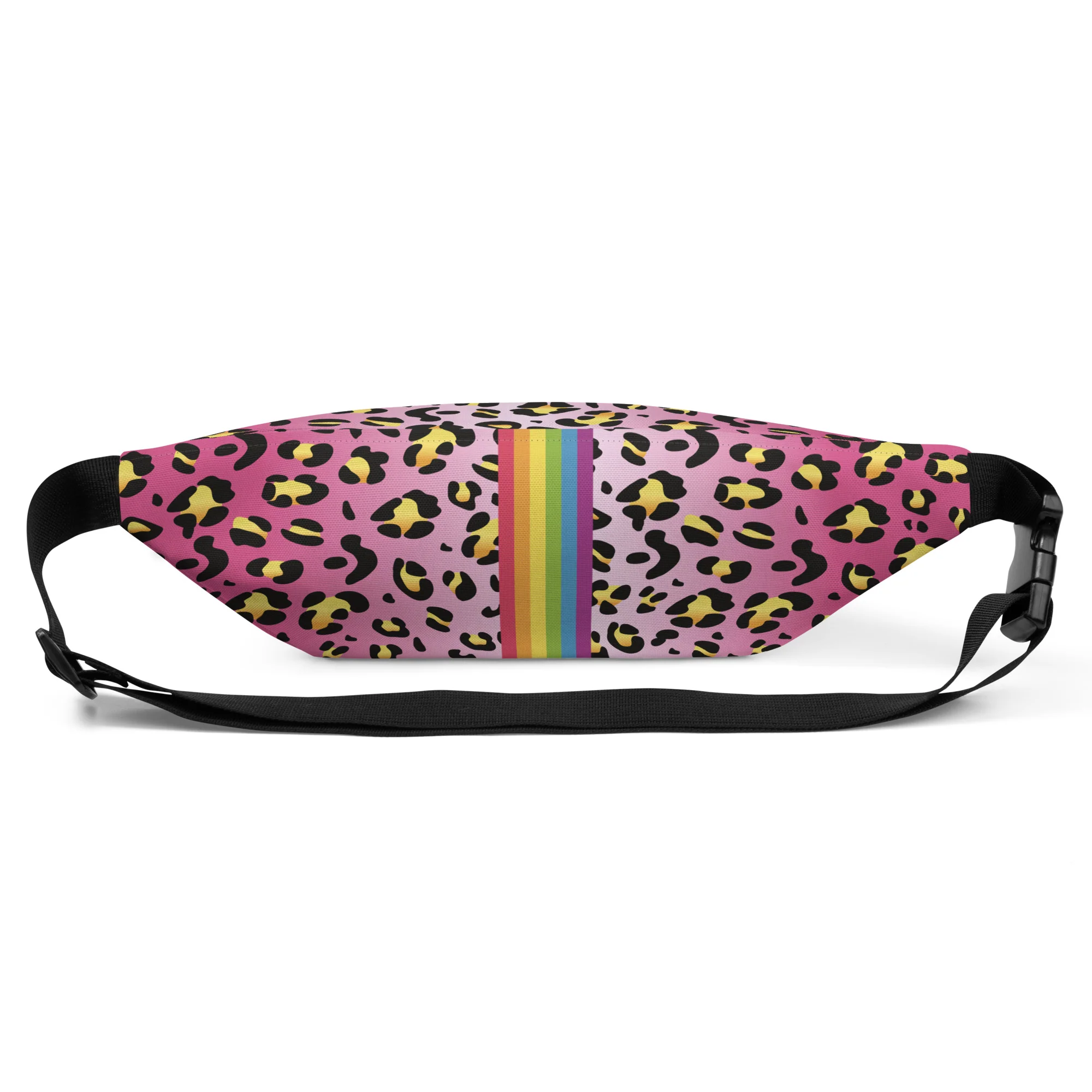 Pink Leopard Print Fanny Pack/Bum Bag with Rainbow Flag - Image 2