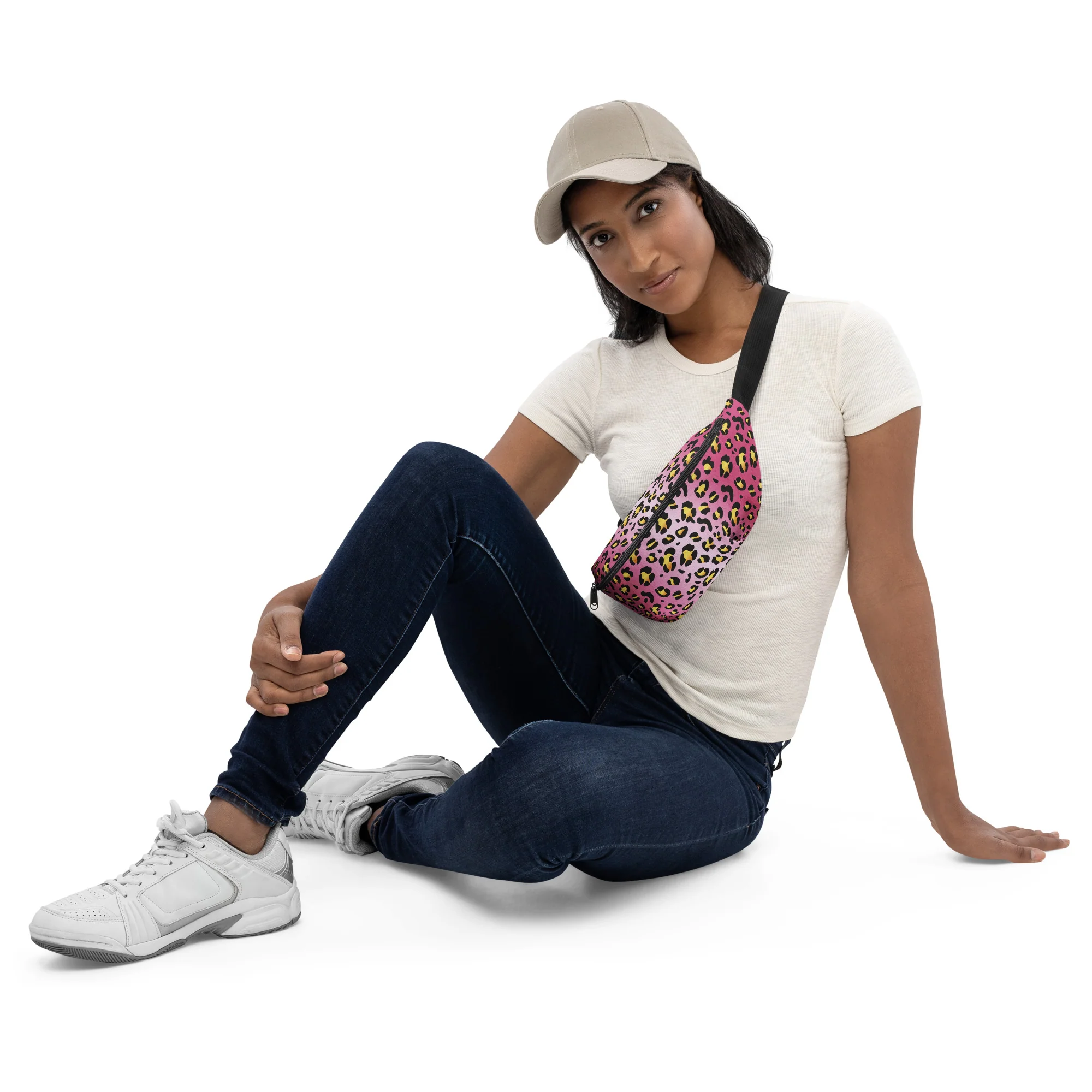 Pink Leopard Print Fanny Pack/Bum Bag with Rainbow Flag - Image 3