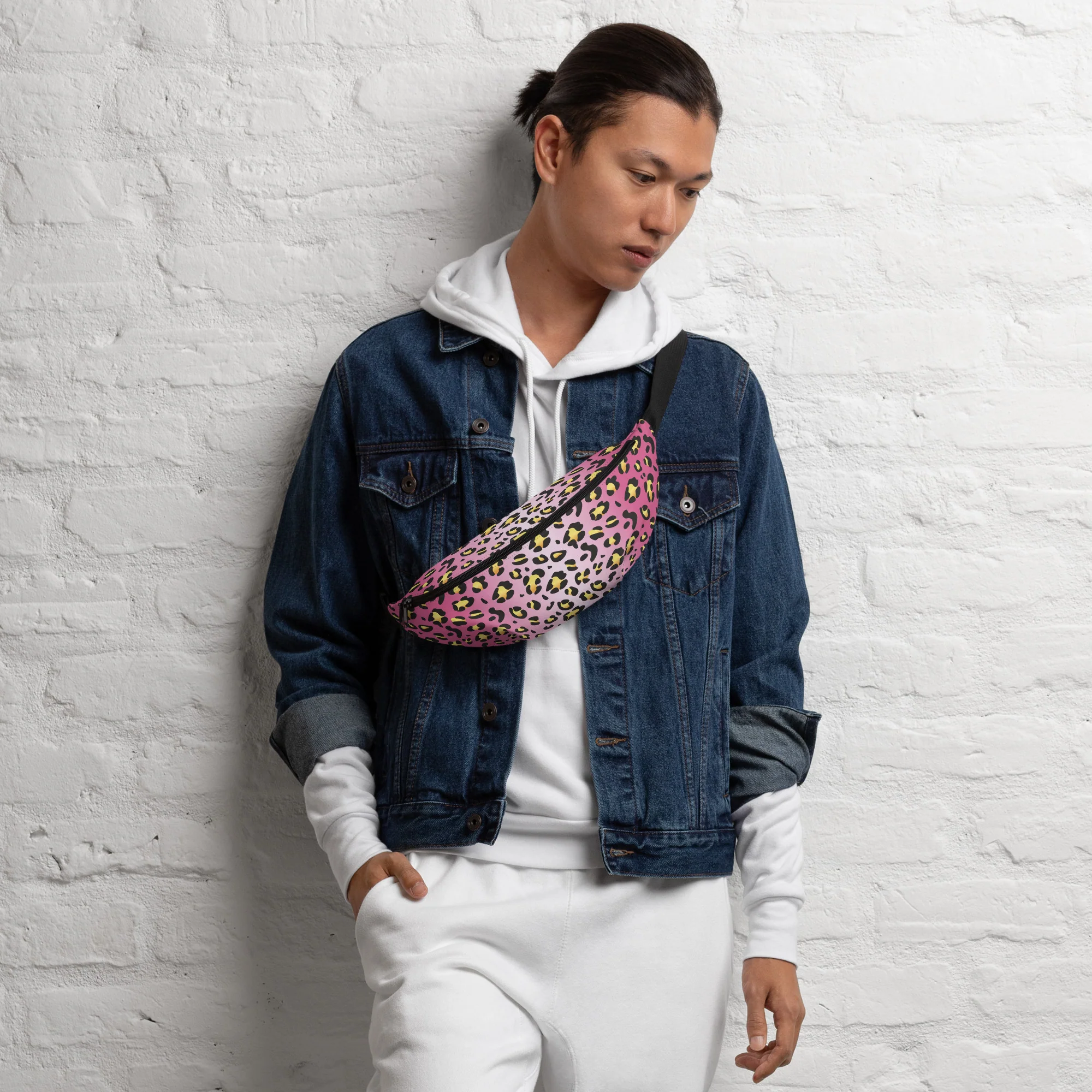Pink Leopard Print Fanny Pack/Bum Bag with Rainbow Flag - Image 7