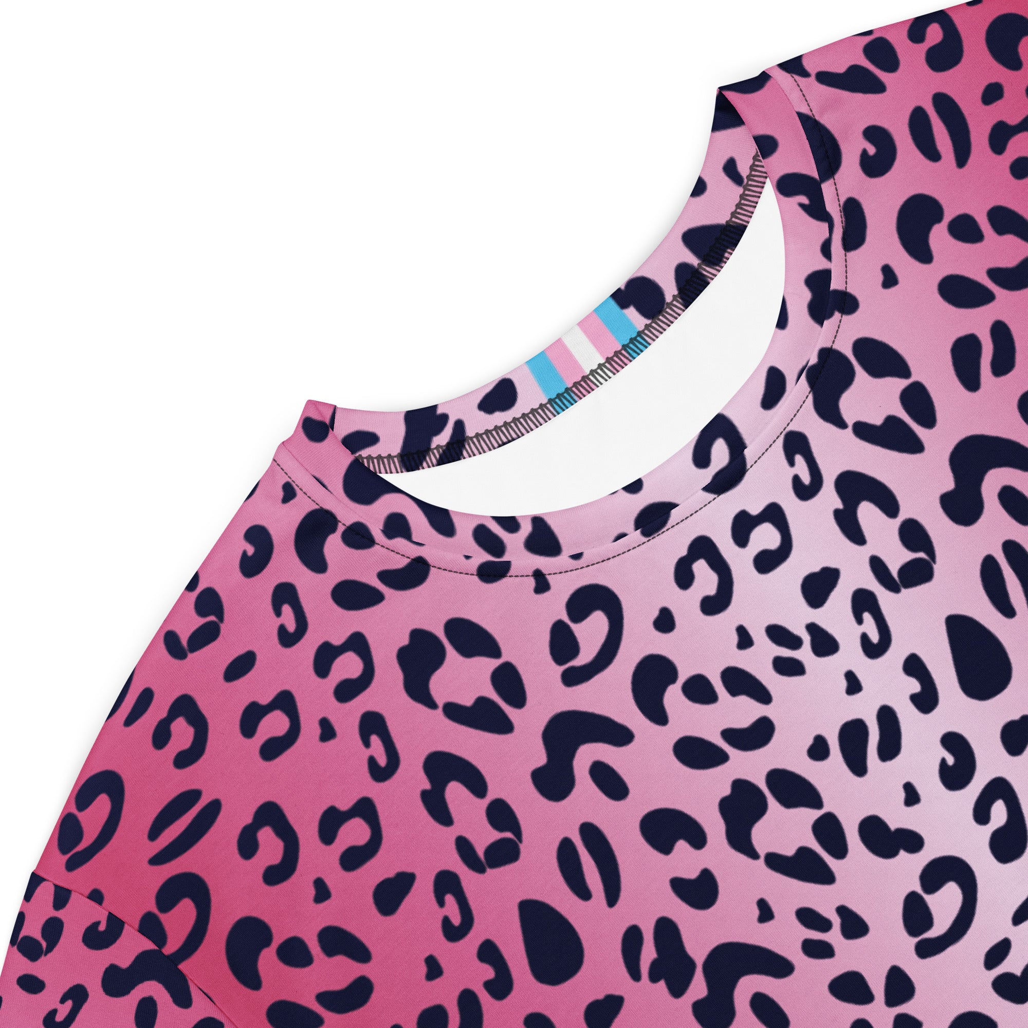 Pink Leopard T-shirt Dress With Trans Collar Flag - Image 2