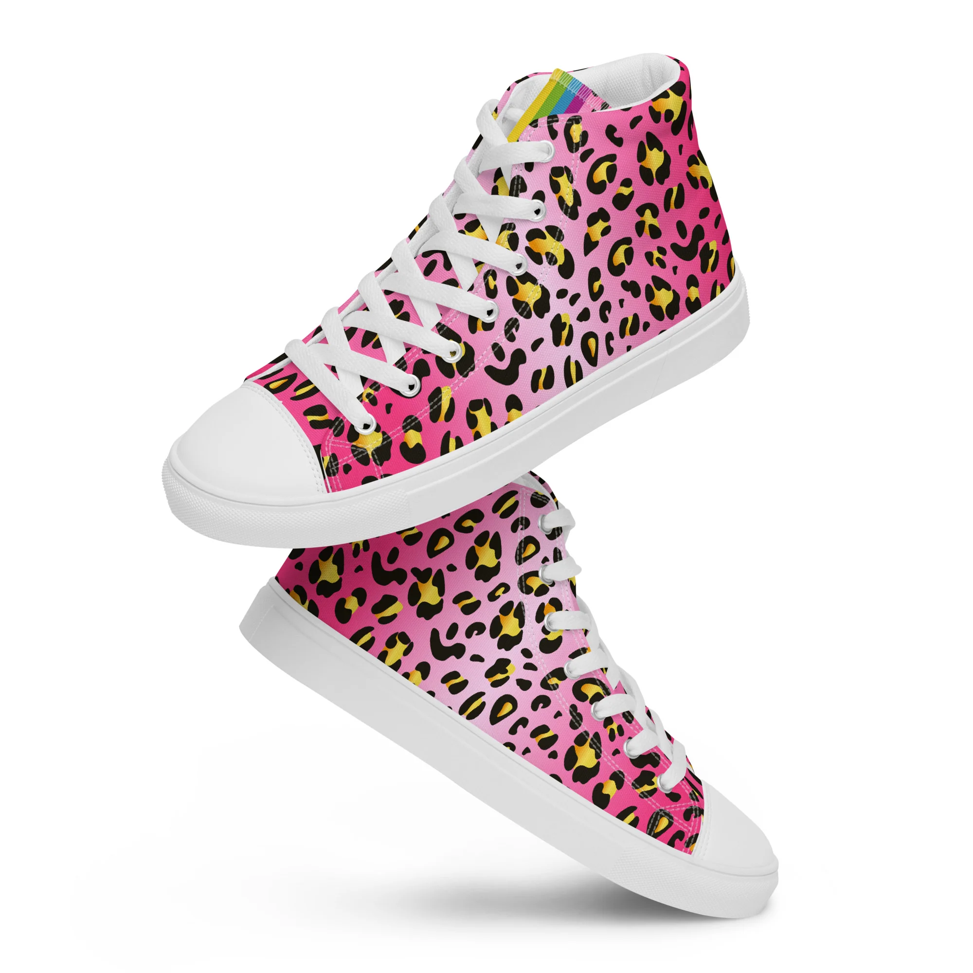 Pink Leopard With Rainbow Pride Flash Hi Top Trainers (female sizes) - Image 3