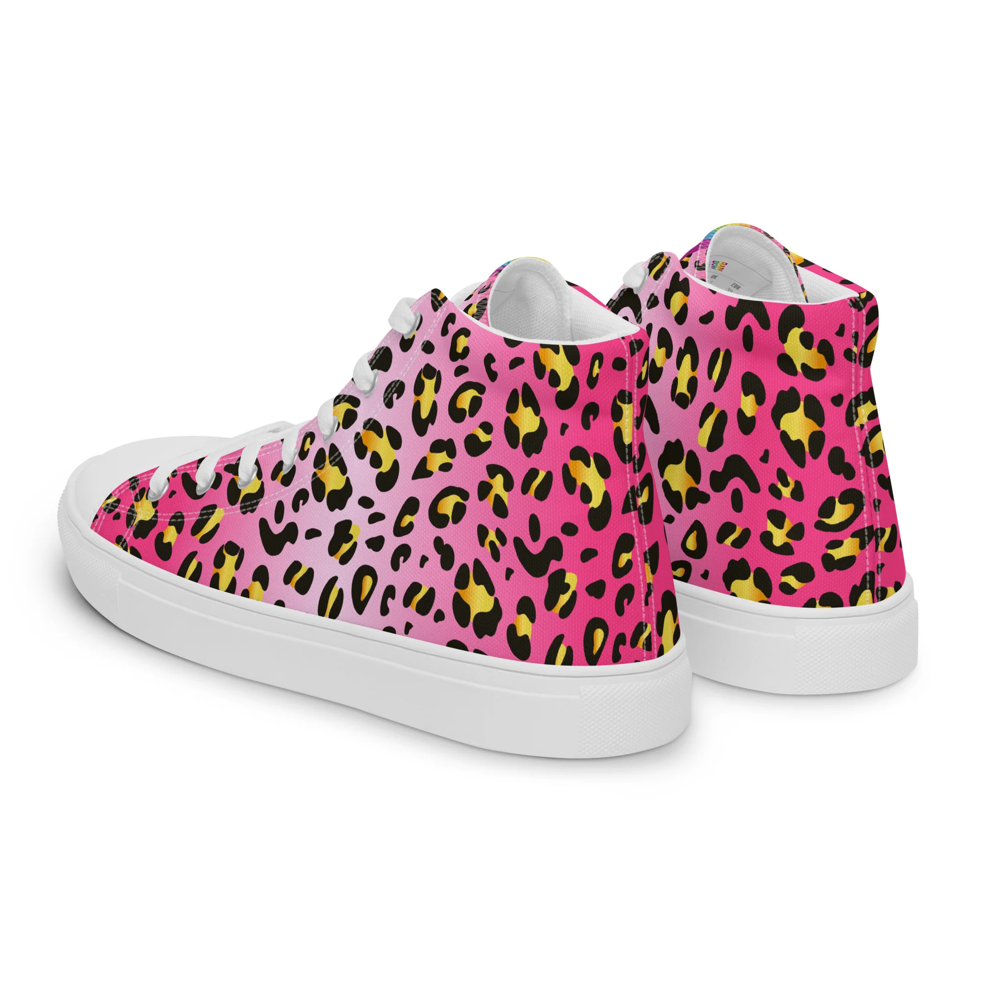 Pink Leopard With Rainbow Pride Flash Hi Top Trainers (female sizes) - Image 9
