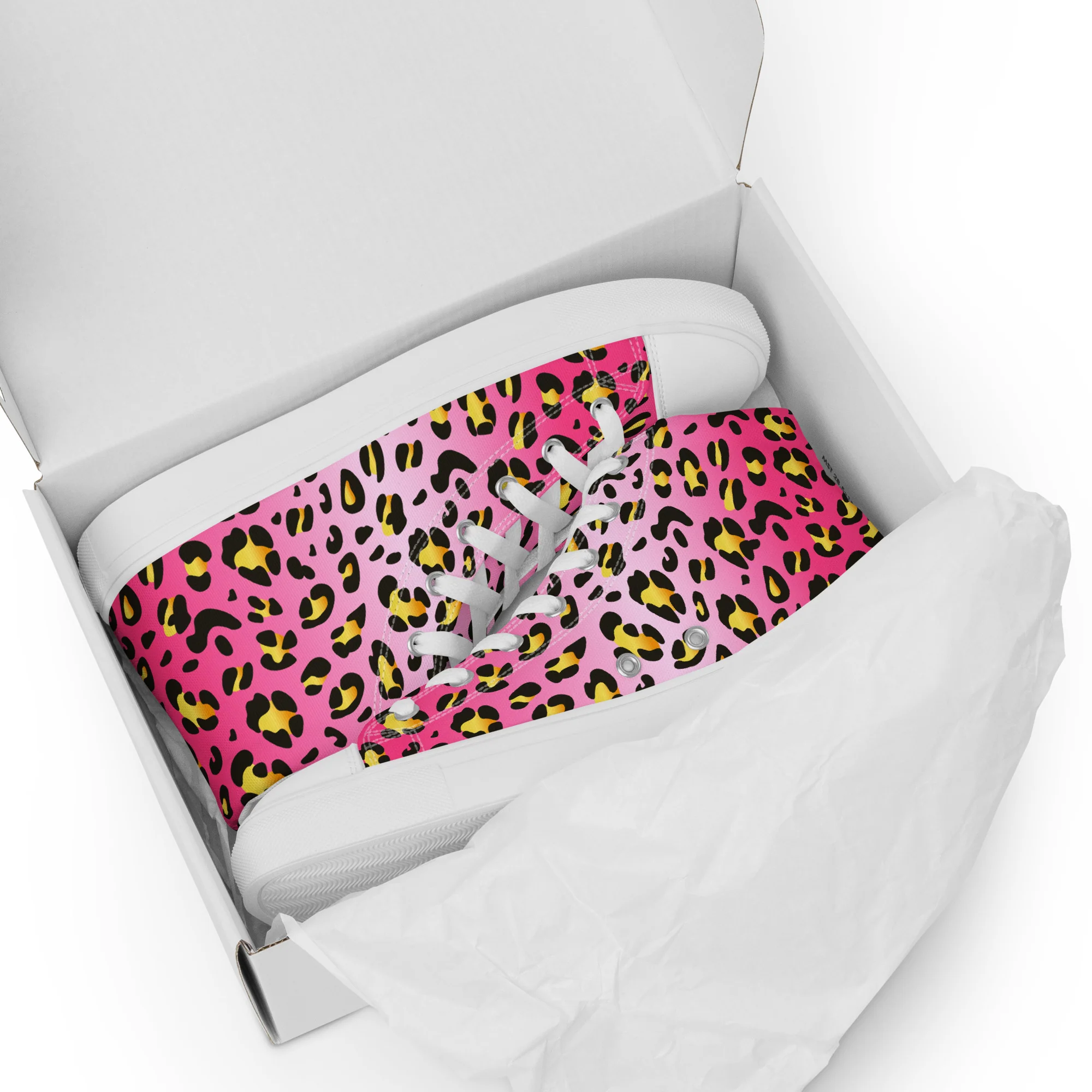 Pink Leopard With Rainbow Pride Flash Hi Tops Trainers (male sizes) - Image 11