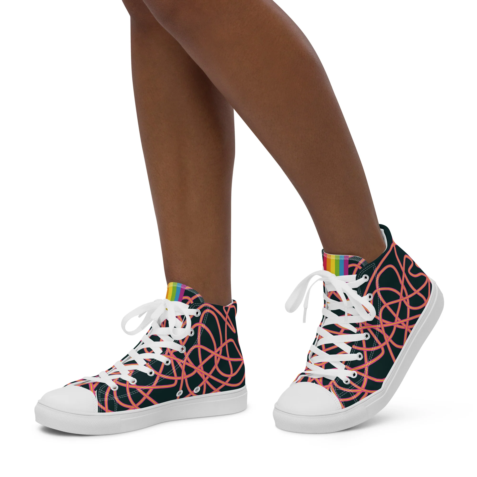 Pink Neon Squiggles High Top Trainers (female sizes) - Image 10