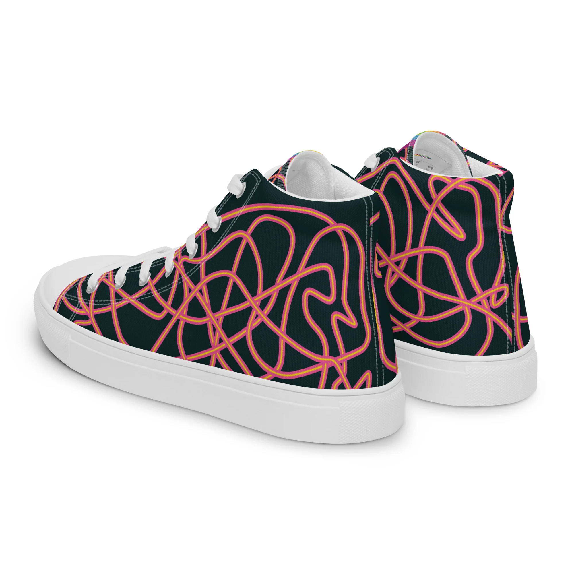 Pink Neon Squiggles High Top Trainers (male sizes) - Image 4