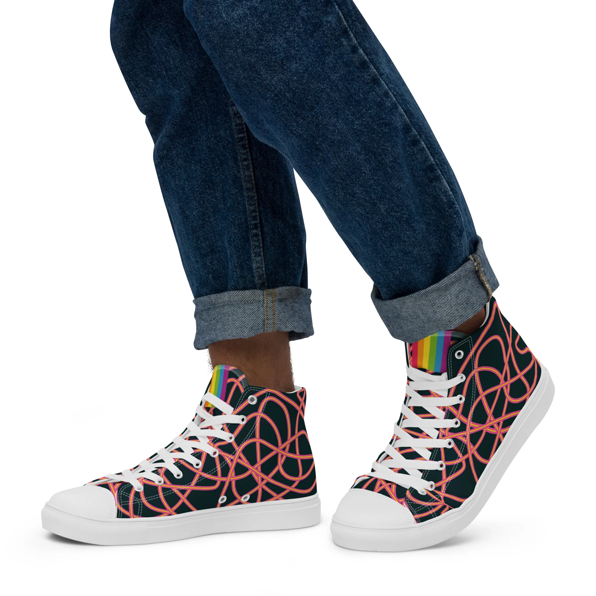 Pink Neon Squiggles High Top Trainers (male sizes) - Image 5