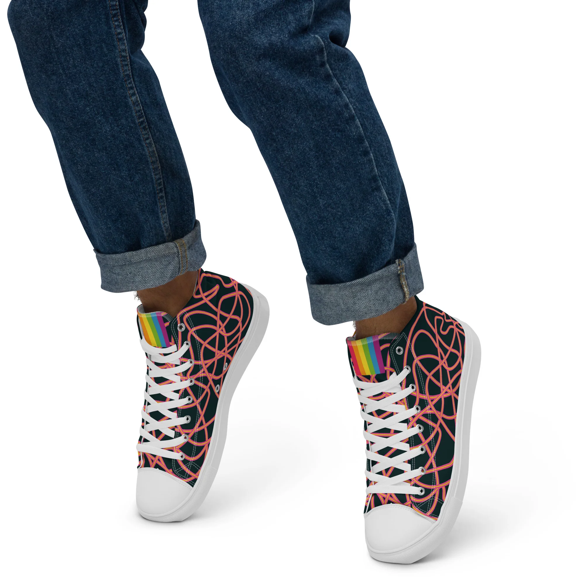 Pink Neon Squiggles High Top Trainers (male sizes) - Image 7