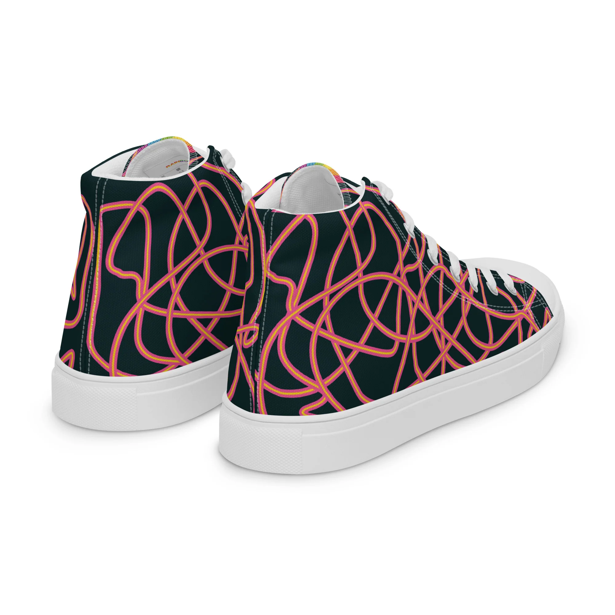 Pink Neon Squiggles High Top Trainers (male sizes) - Image 9