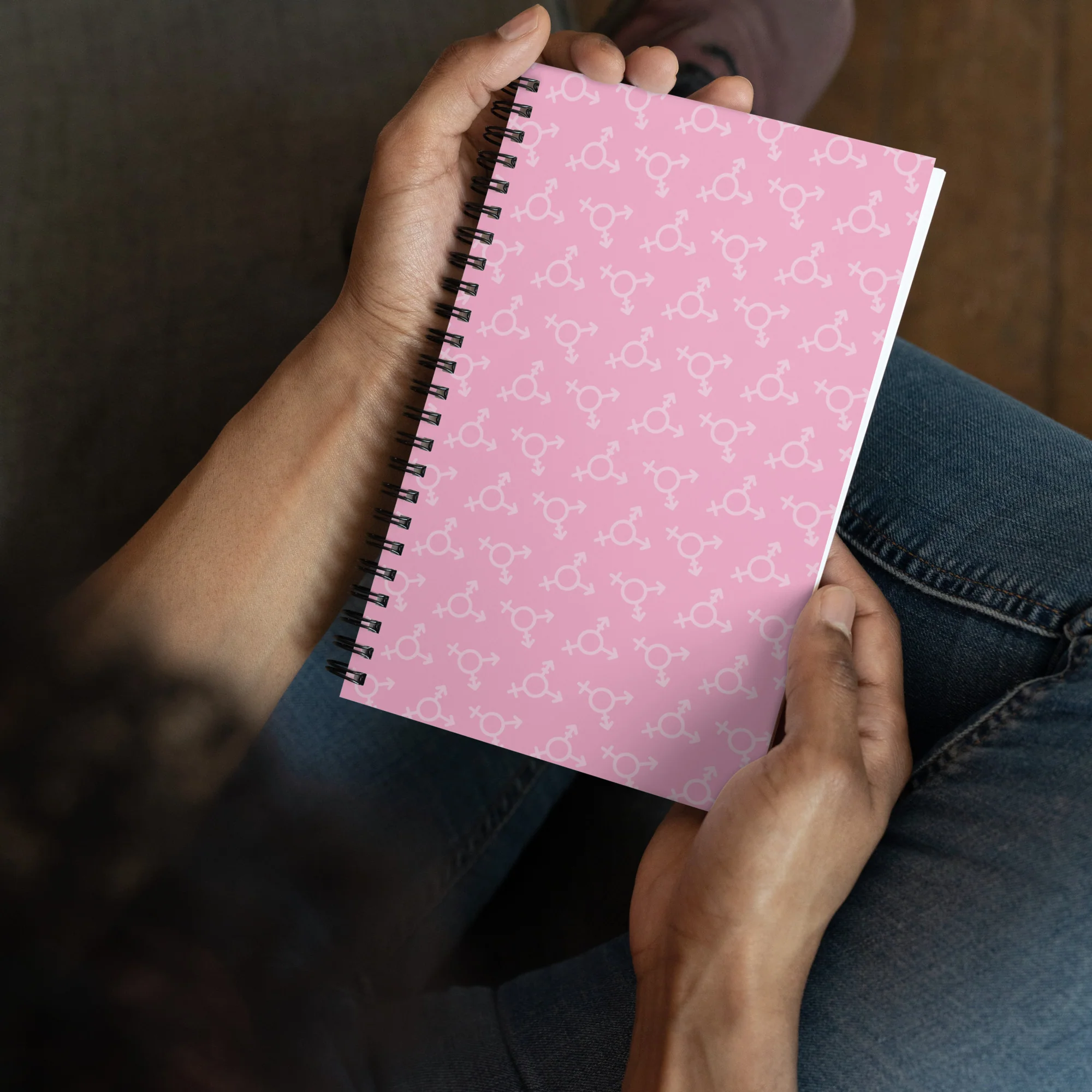 Pink Trans Symbol Pattern Spiral Notebook - Image 3