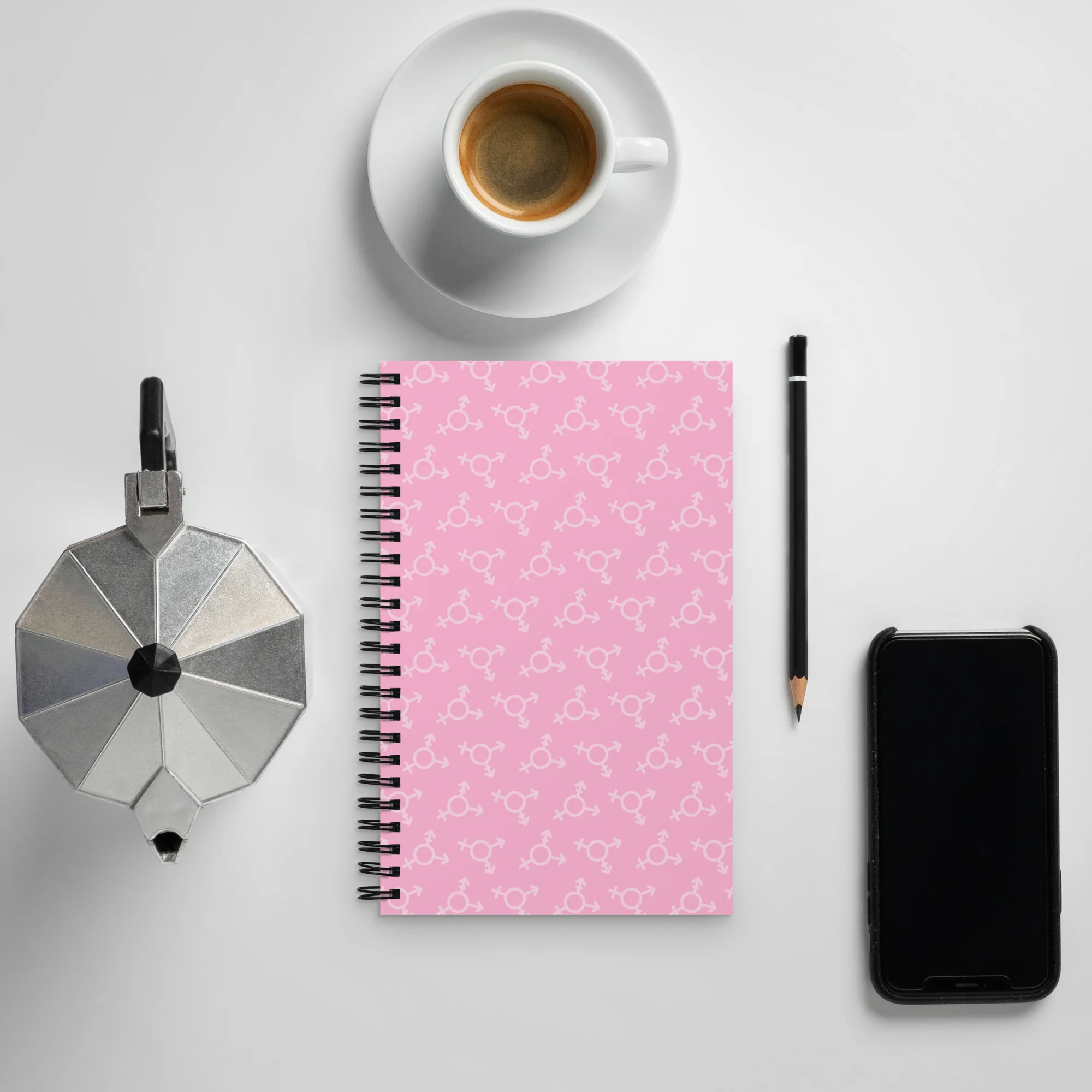 Pink Trans Symbol Pattern Spiral Notebook - Image 4