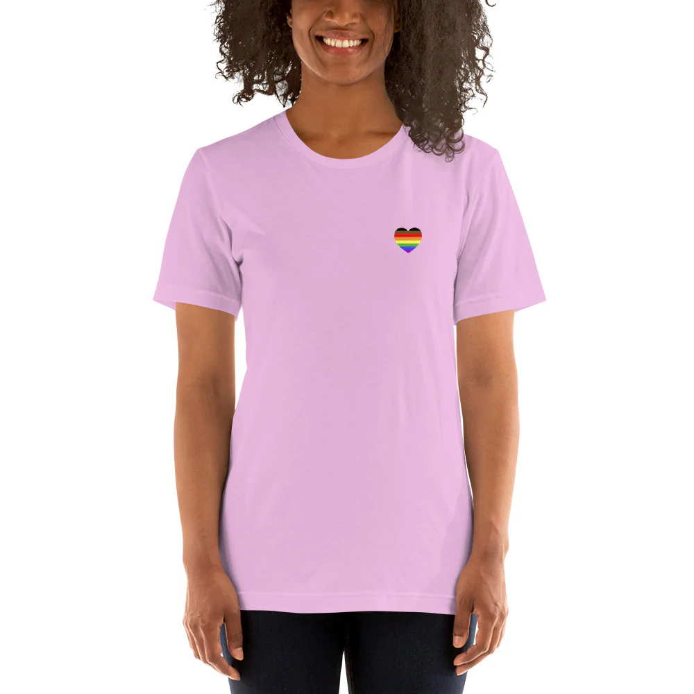 POC Inclusive Rainbow Pride Flag Small Heart T-Shirt - Image 8