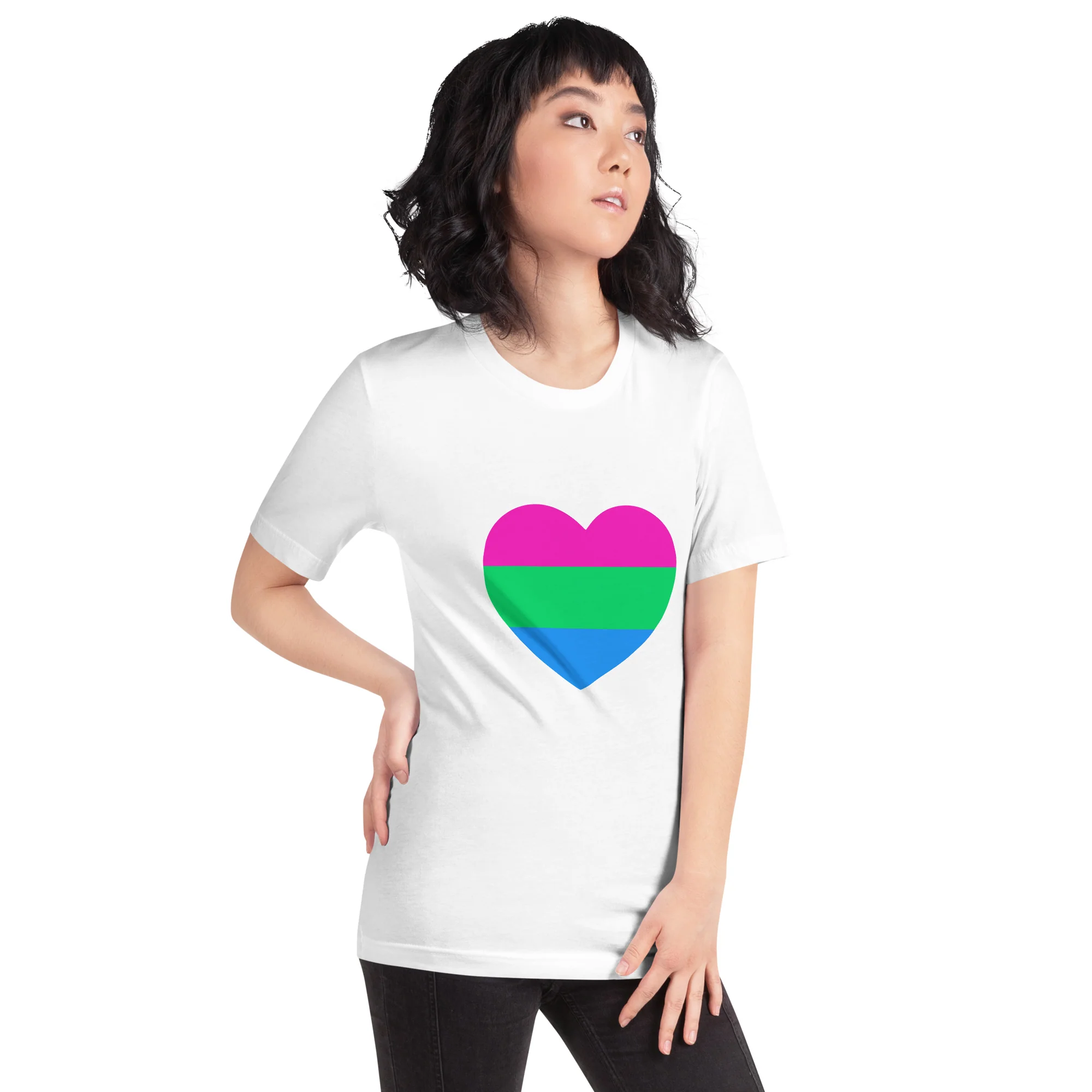 Polysexual Pride Flag Heart T-Shirt - Image 10