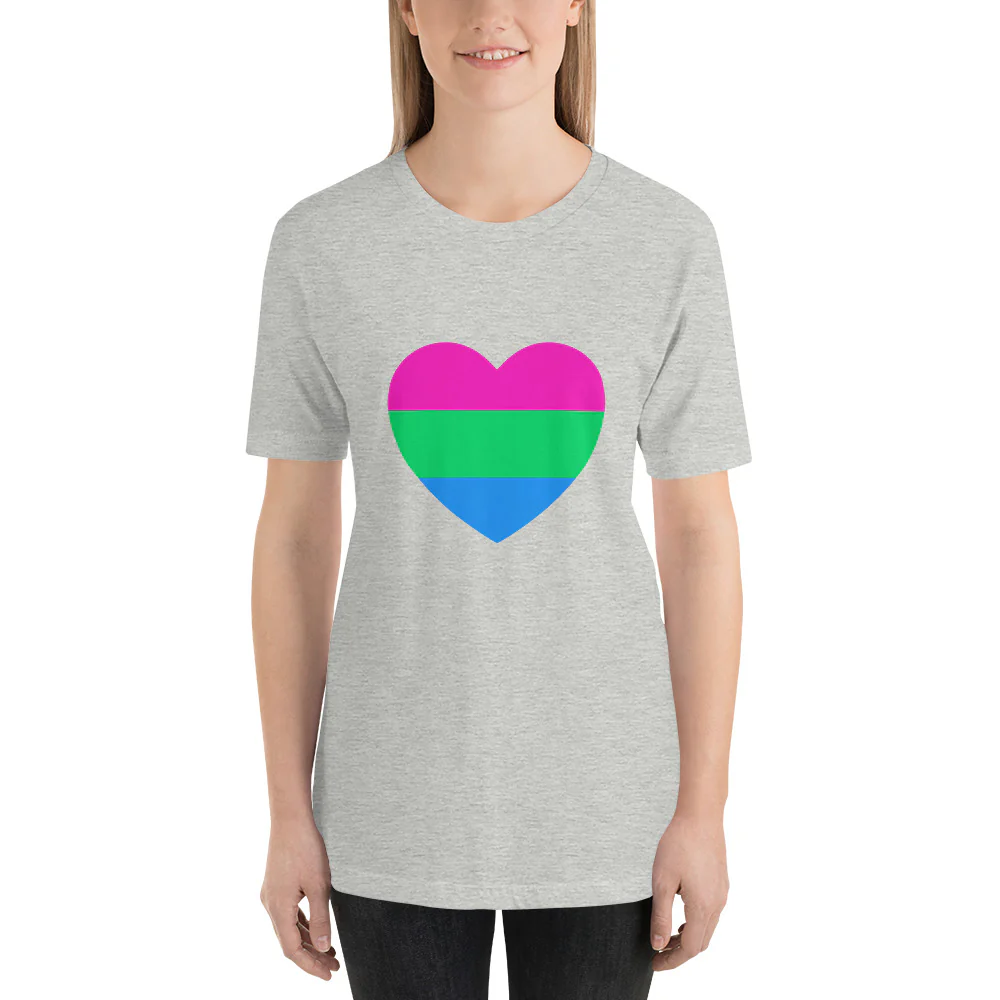 Polysexual Pride Flag Heart T-Shirt - Image 11