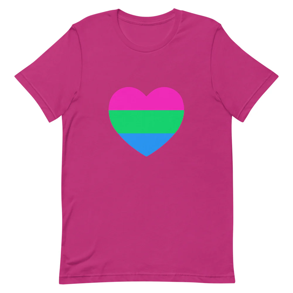 Polysexual Pride Flag Heart T-Shirt - Image 3