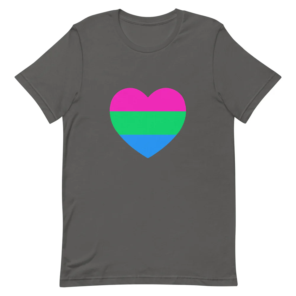 Polysexual Pride Flag Heart T-Shirt - Image 4