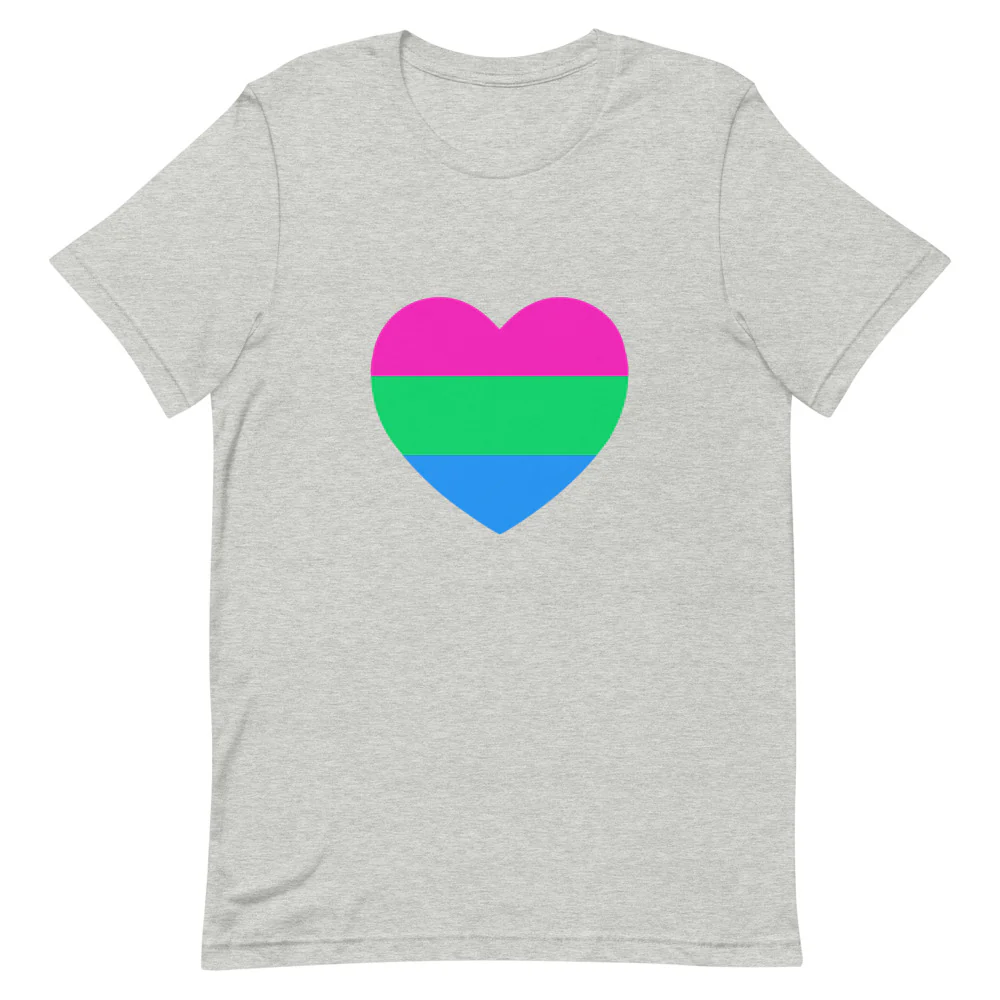 Polysexual Pride Flag Heart T-Shirt - Image 6