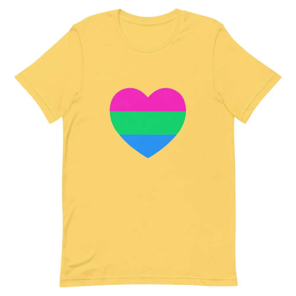 Polysexual Pride Flag Heart T-Shirt - Image 7