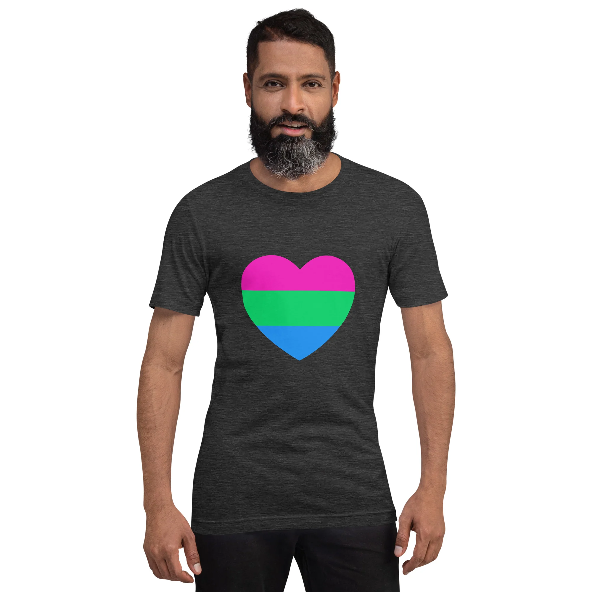 Polysexual Pride Flag Heart T-Shirt - Image 9