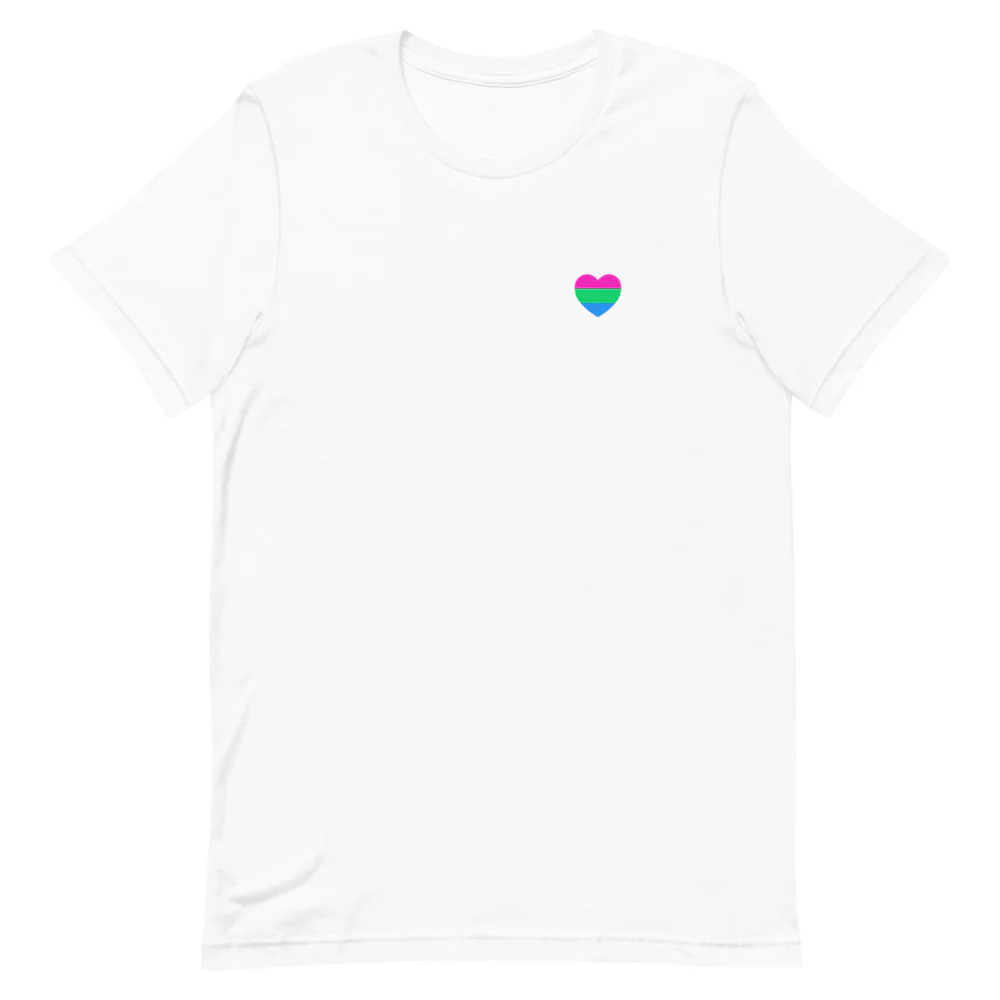 Polysexual Pride Flag Small Heart T-Shirt - Image 3