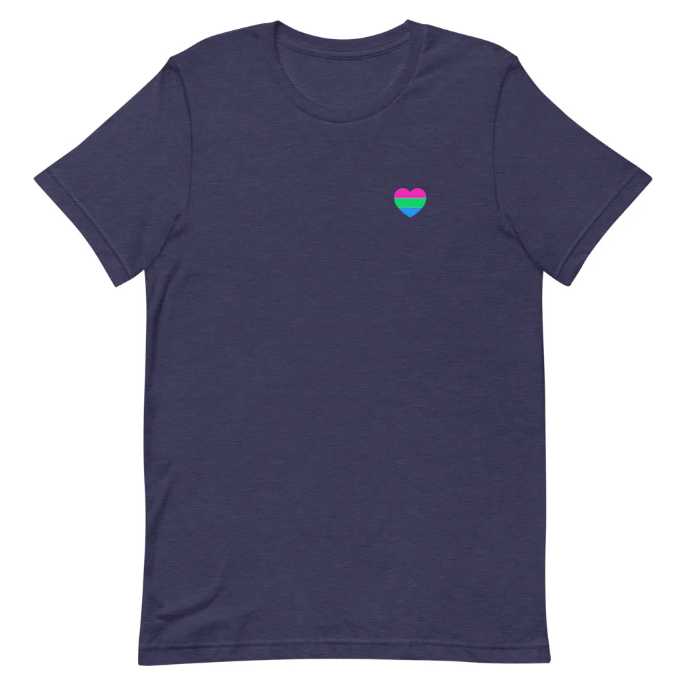 Polysexual Pride Flag Small Heart T-Shirt - Image 4