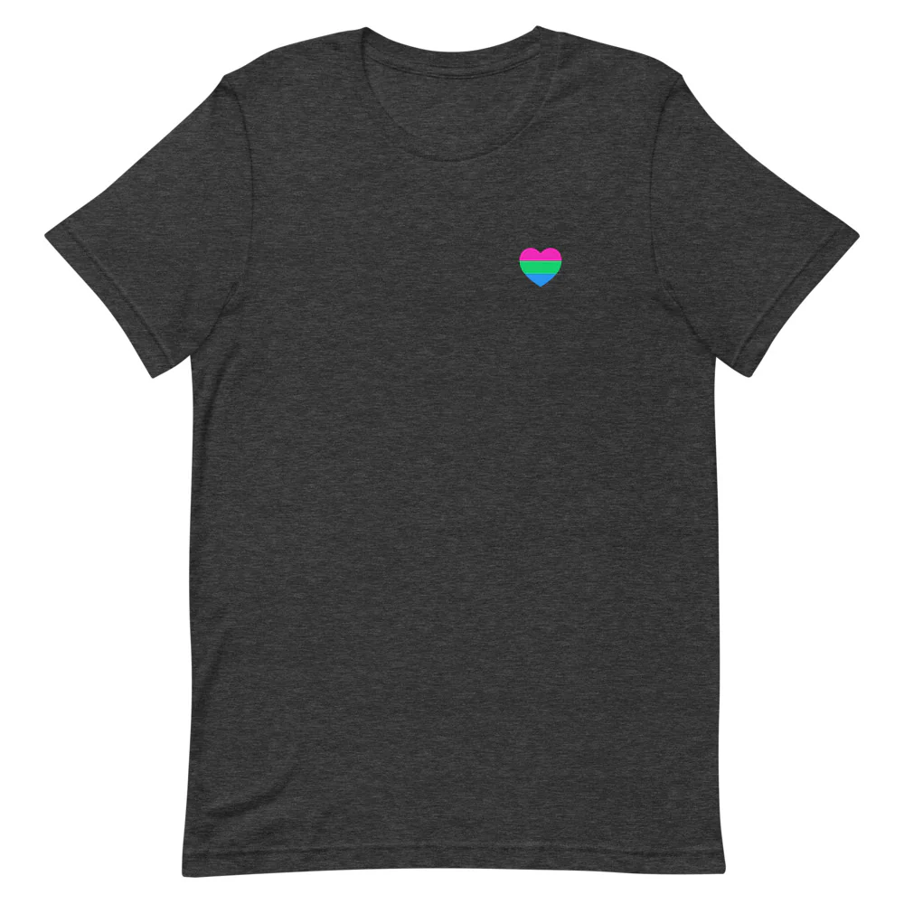 Polysexual Pride Flag Small Heart T-Shirt - Image 5
