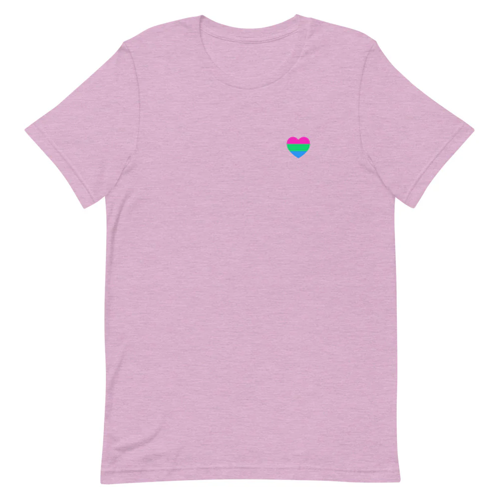 Polysexual Pride Flag Small Heart T-Shirt - Image 6