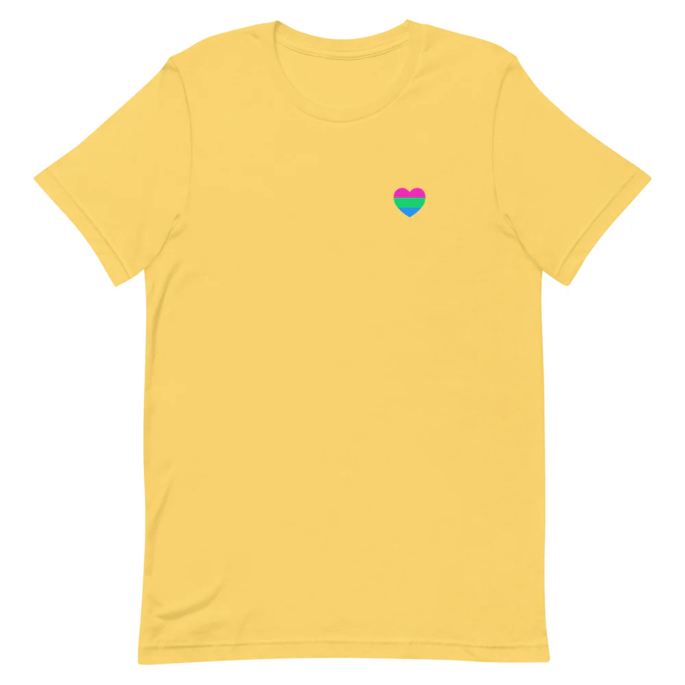 Polysexual Pride Flag Small Heart T-Shirt - Image 8