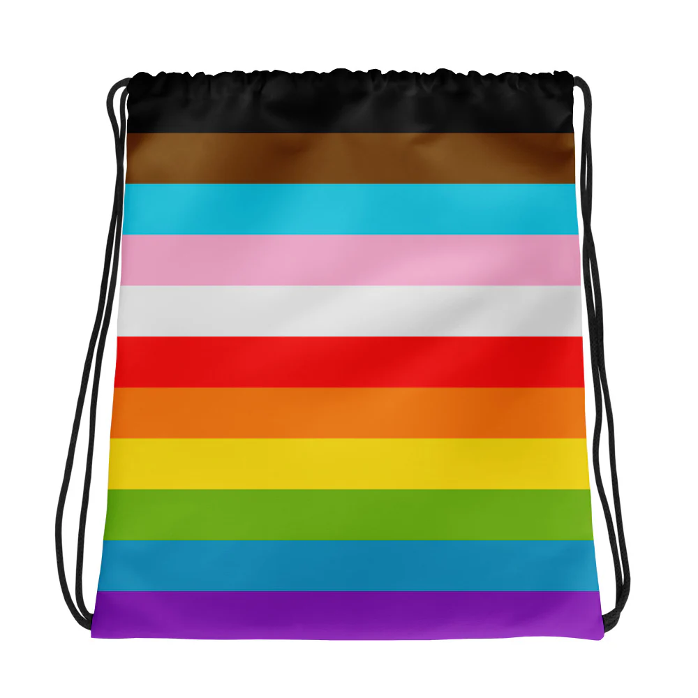 Progress Pride Flag Stripes Drawstring