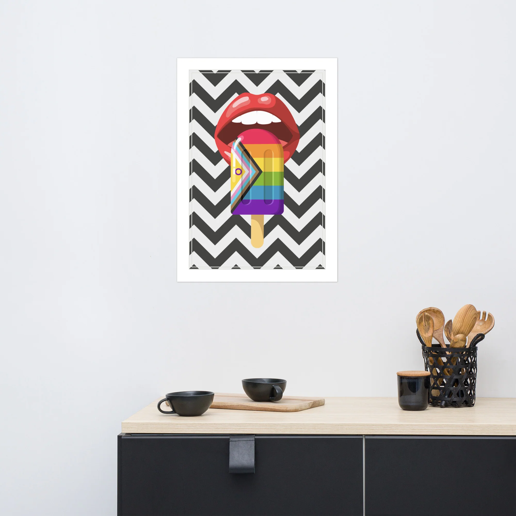 Progress Pride Popsicle With Red Lips Art Print - Image 2