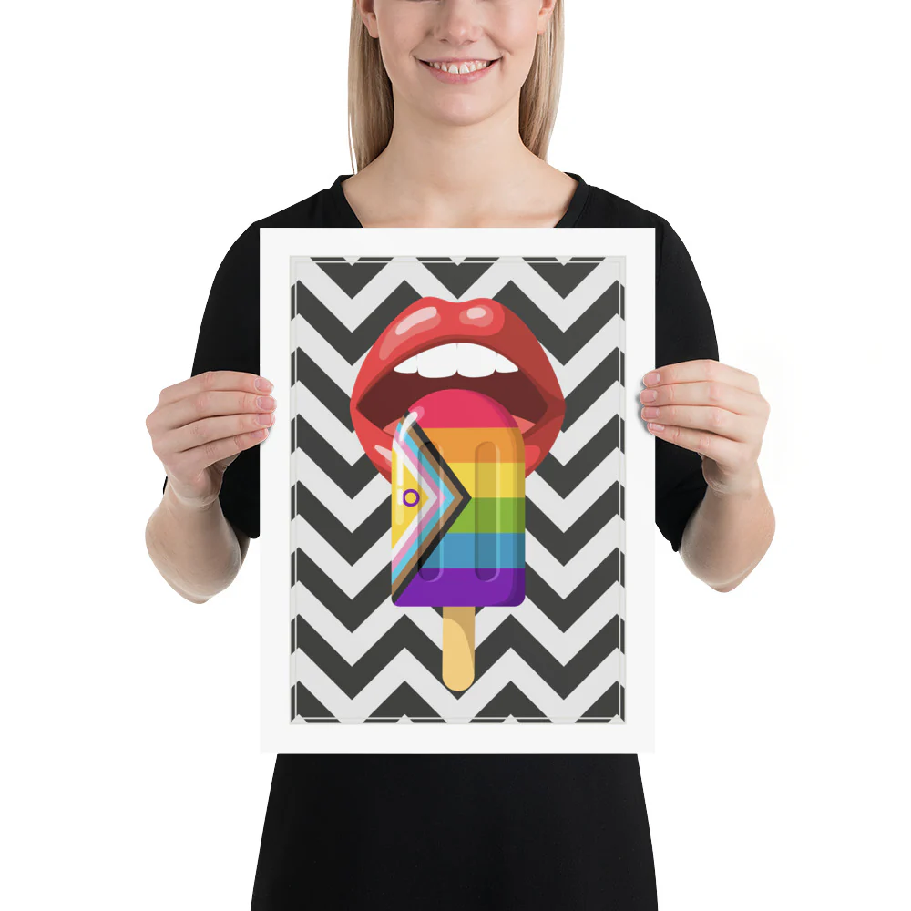 Progress Pride Popsicle With Red Lips Art Print - Image 3