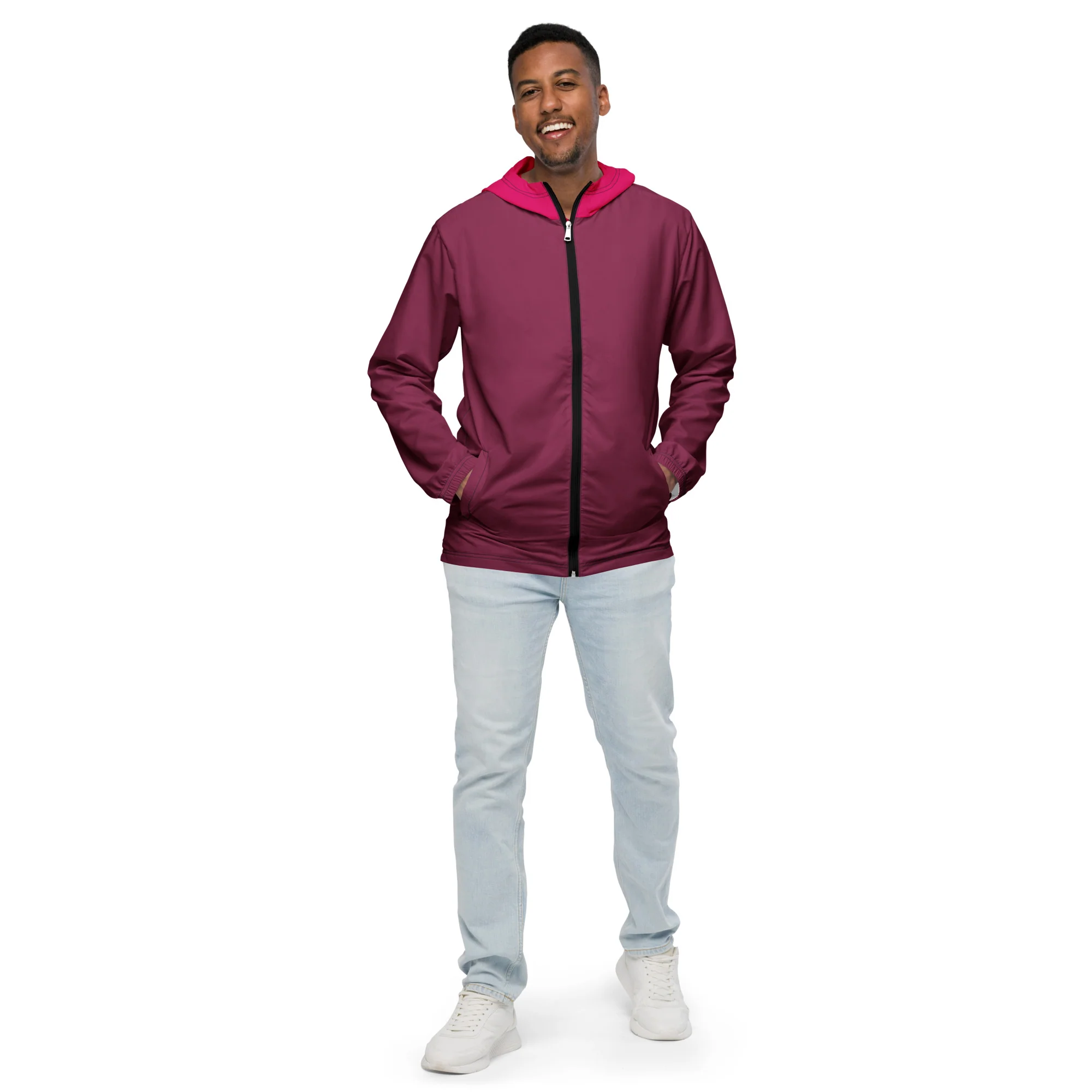 Purple With Raspberry Hood Windbreaker - Image 3