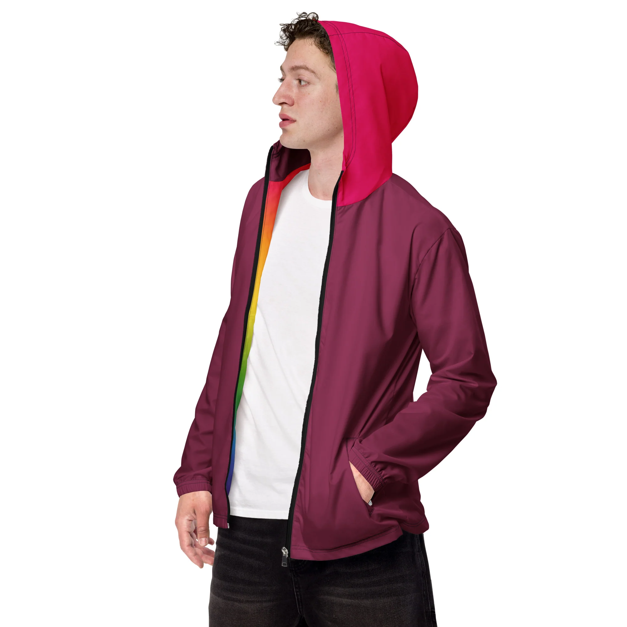 Purple With Raspberry Hood Windbreaker - Image 9