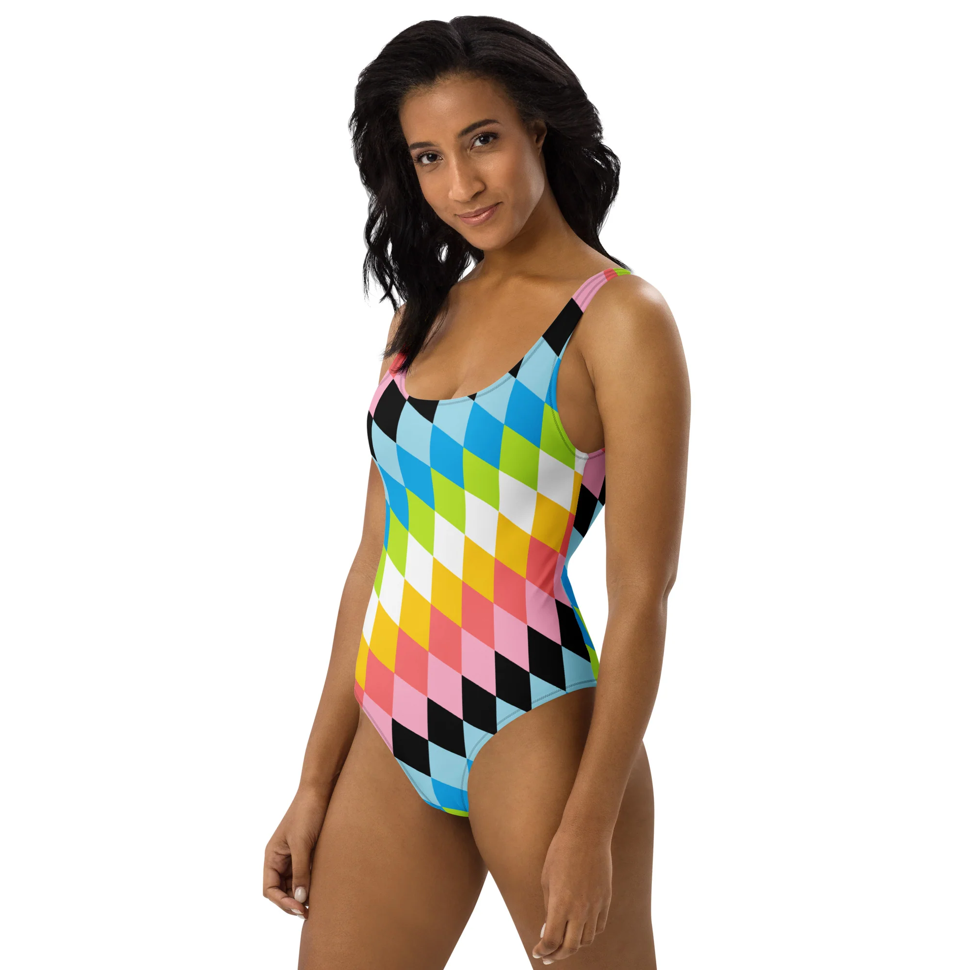 Queer Pride Flag Diamonds One-Piece Swimsuit - Image 6