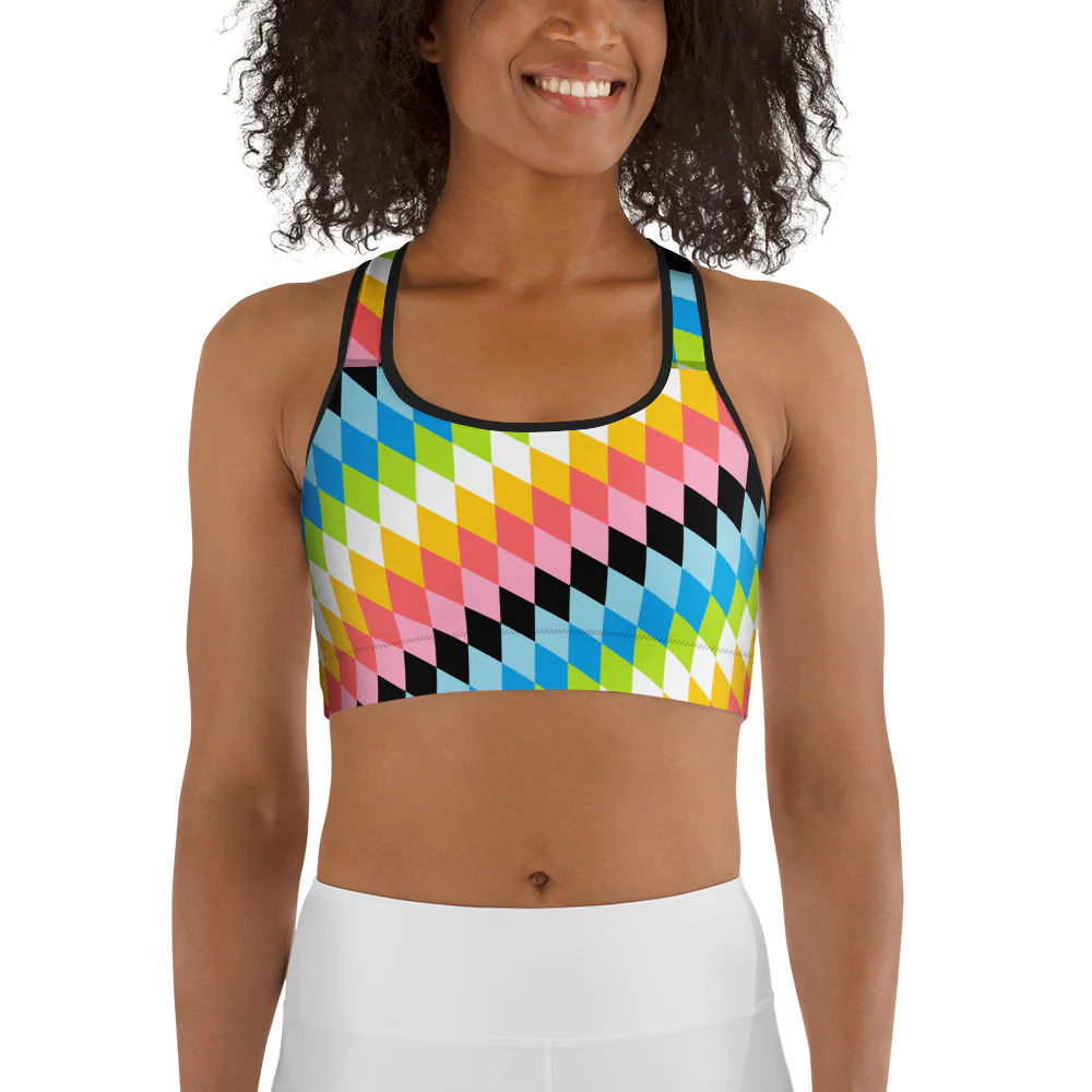Queer Pride Flag Diamonds Sports Bra - Image 2