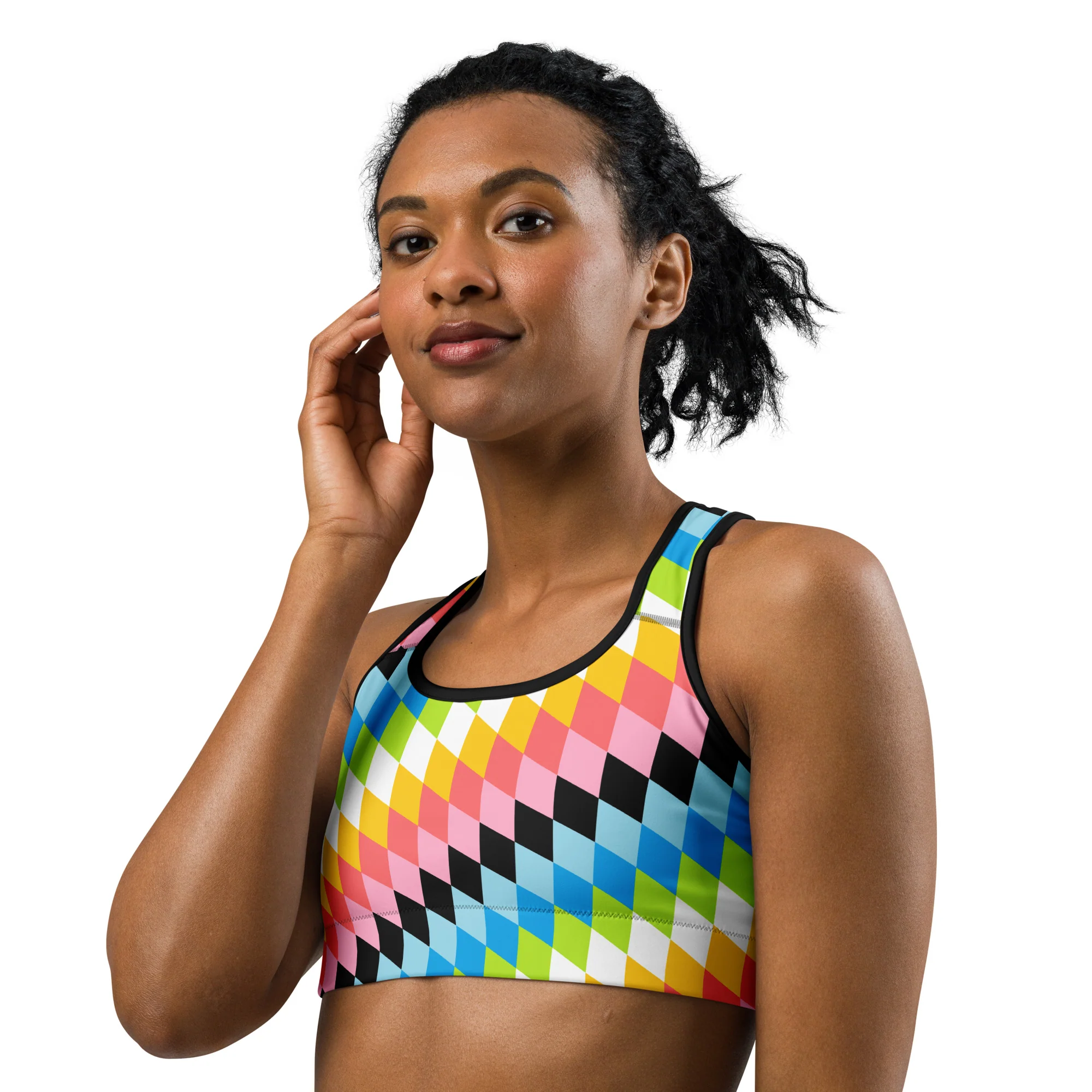 Queer Pride Flag Diamonds Sports Bra - Image 3