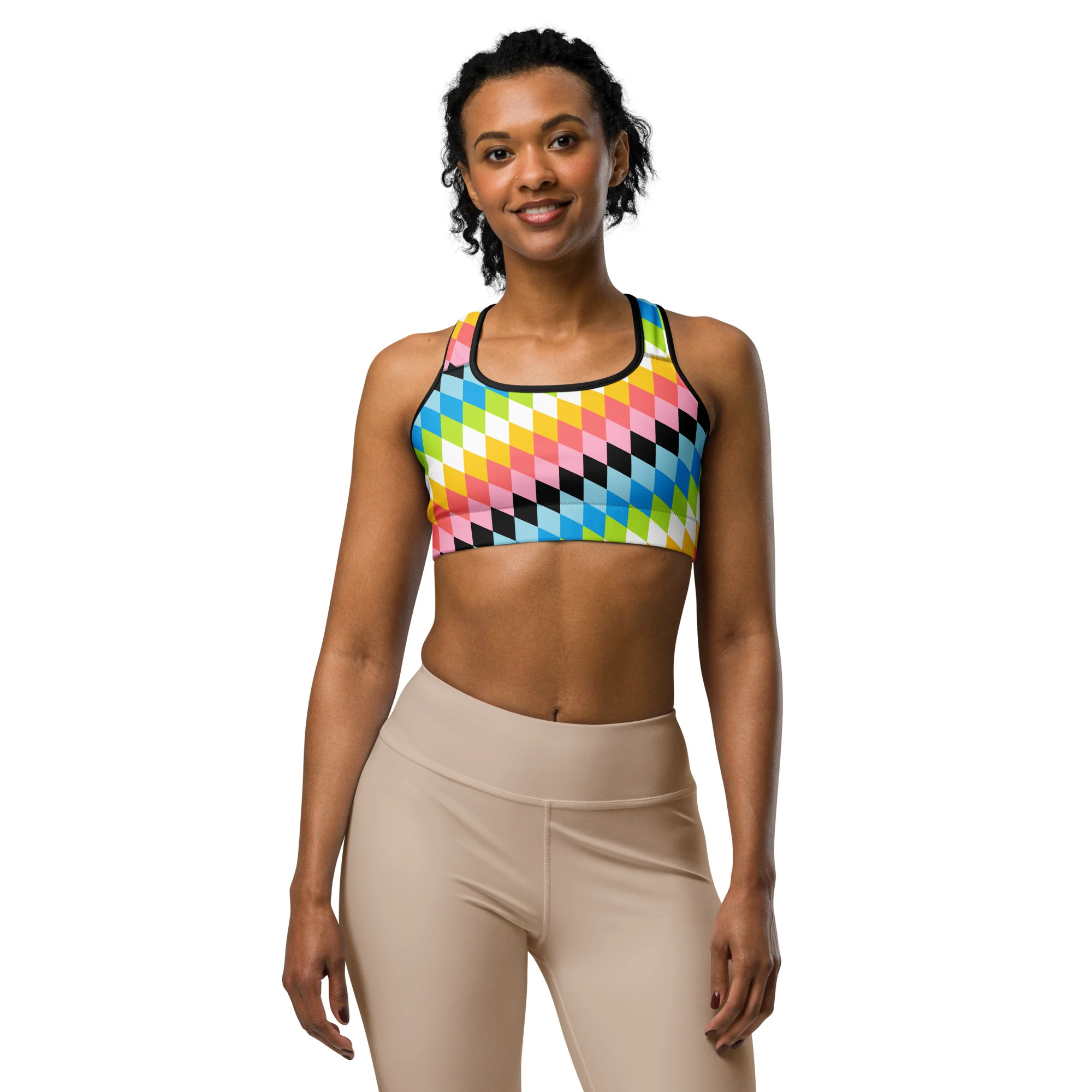 Queer Pride Flag Diamonds Sports Bra - Image 4