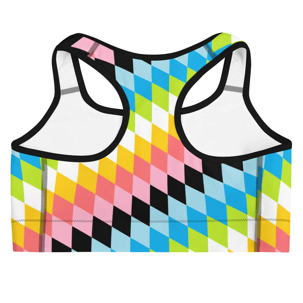 Queer Pride Flag Diamonds Sports Bra - Image 7