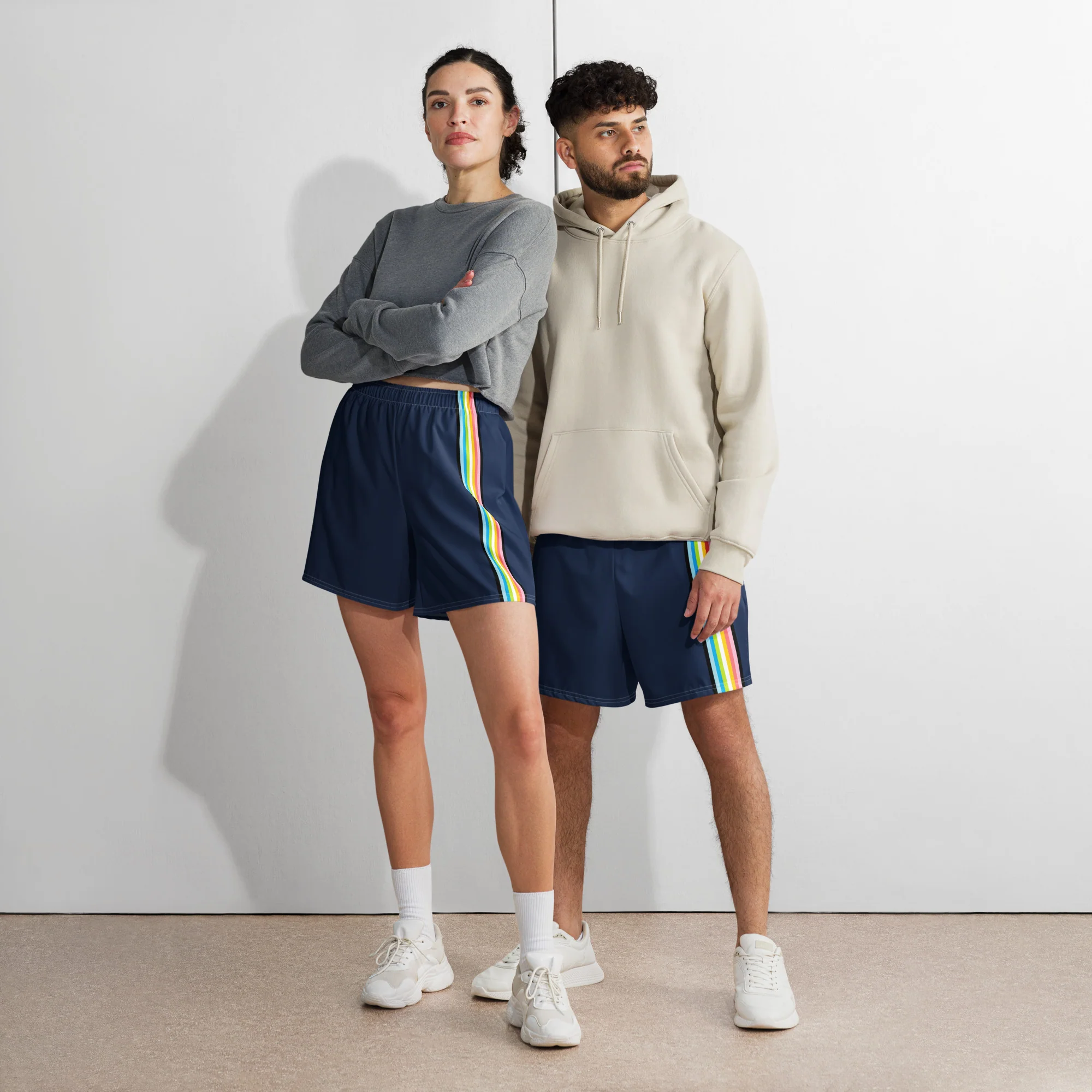 Queer Pride Flag Stripe Blue Athletic Long Shorts - Image 5