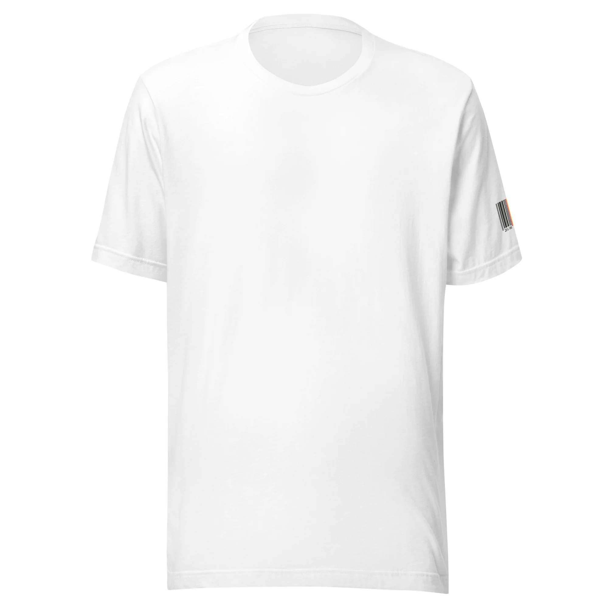 Rainbow Barcode Sleeve With Stonewall And First Pride Dates T-Shirt - Image 6