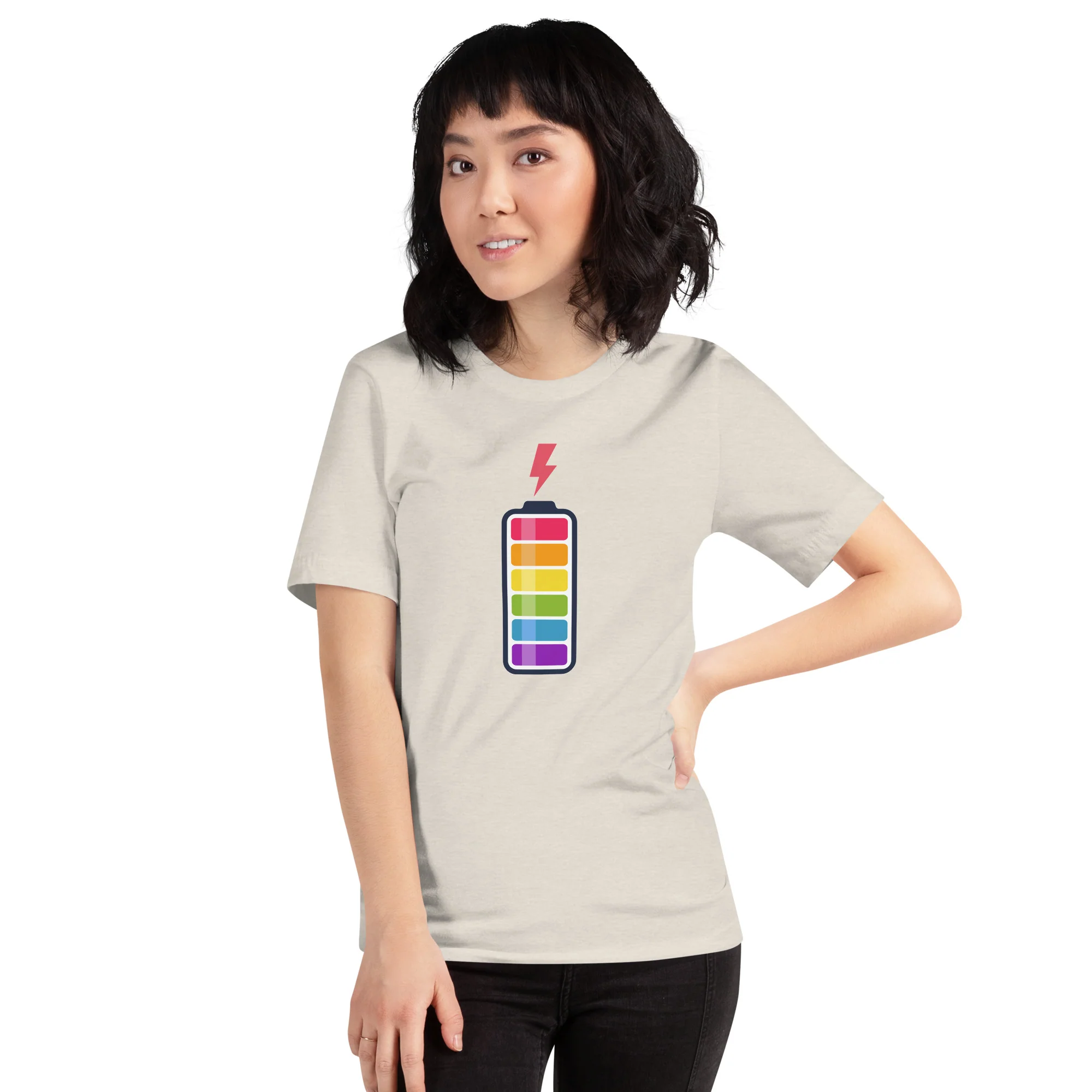 Rainbow Battery Fully Charged T-Shirt - Image 2