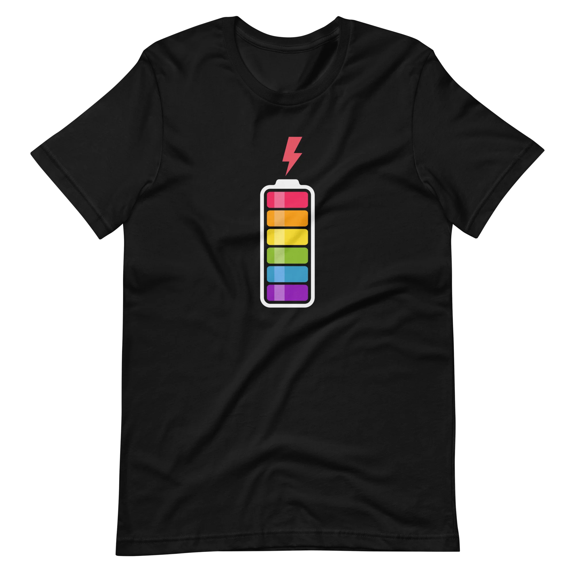 Rainbow Battery Fully Charged T-Shirt - Image 5