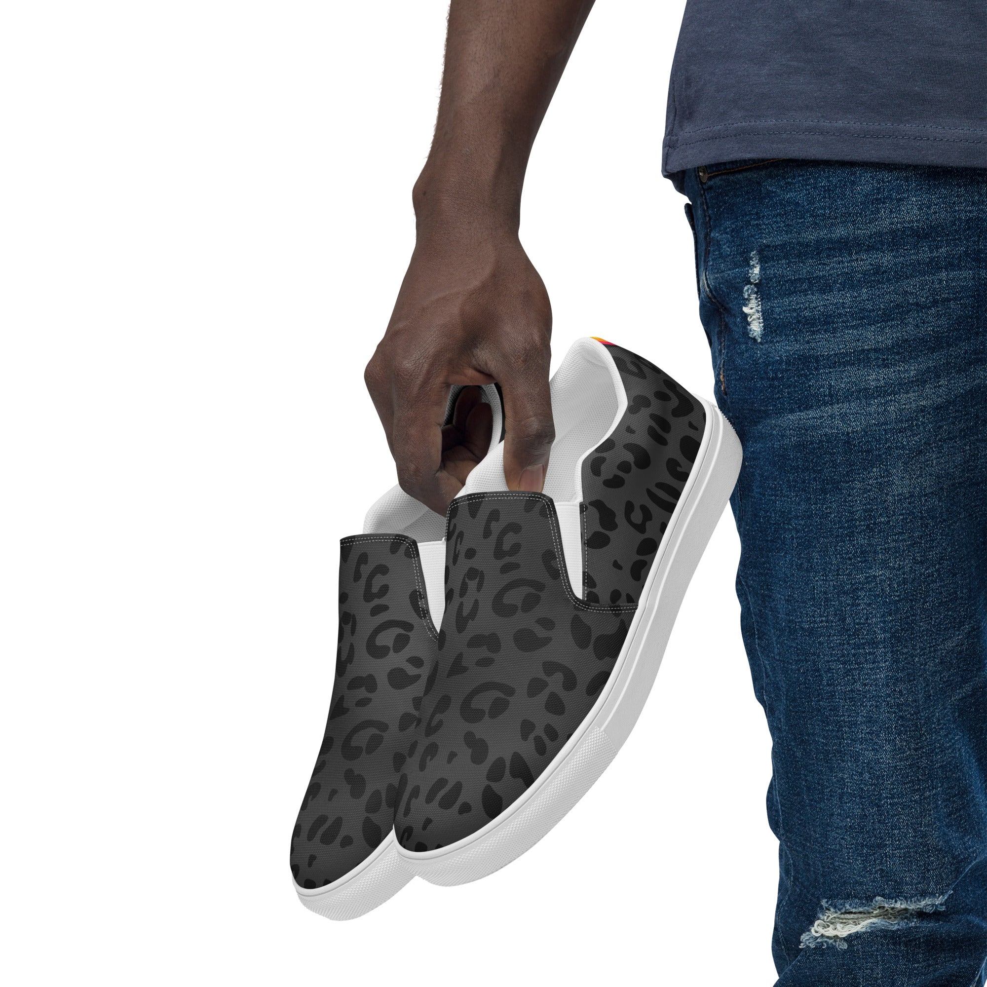 Rainbow Black Leopard Slip-on Shoes (male sizes) - Image 8