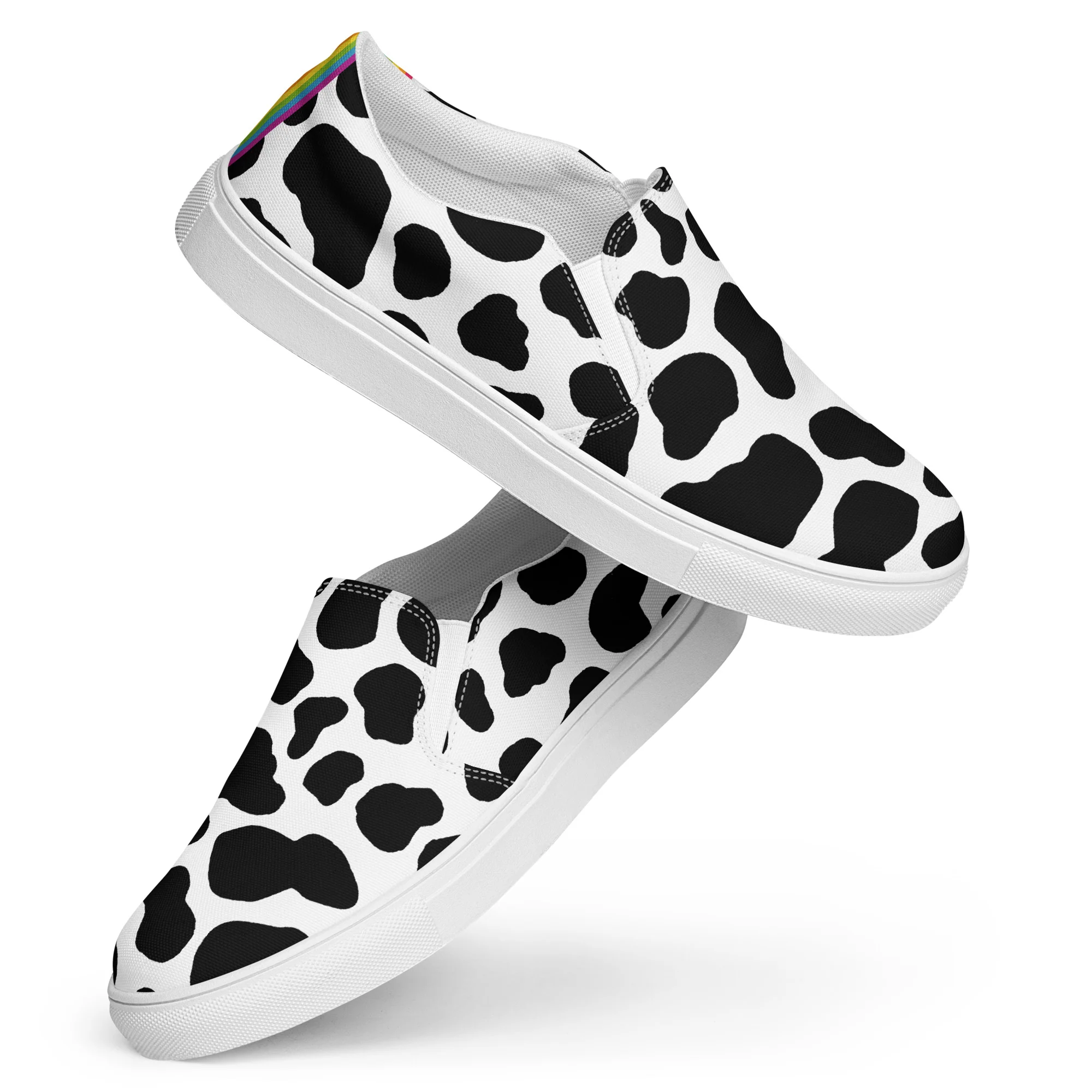 Rainbow Cow Print Slip-on Canvas Shoes (female sizes) - Image 5
