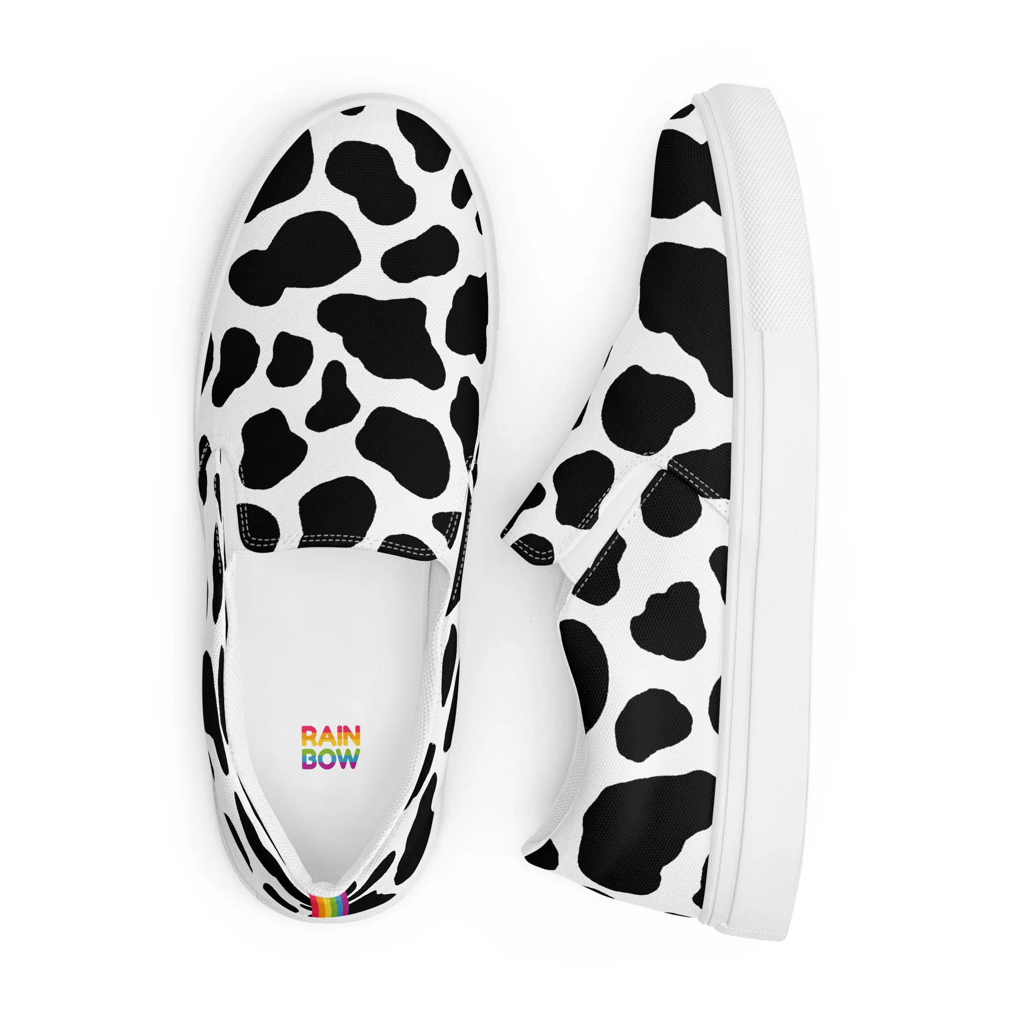 Rainbow Cow Print Slip-on Canvas Shoes (male sizes) - Image 3